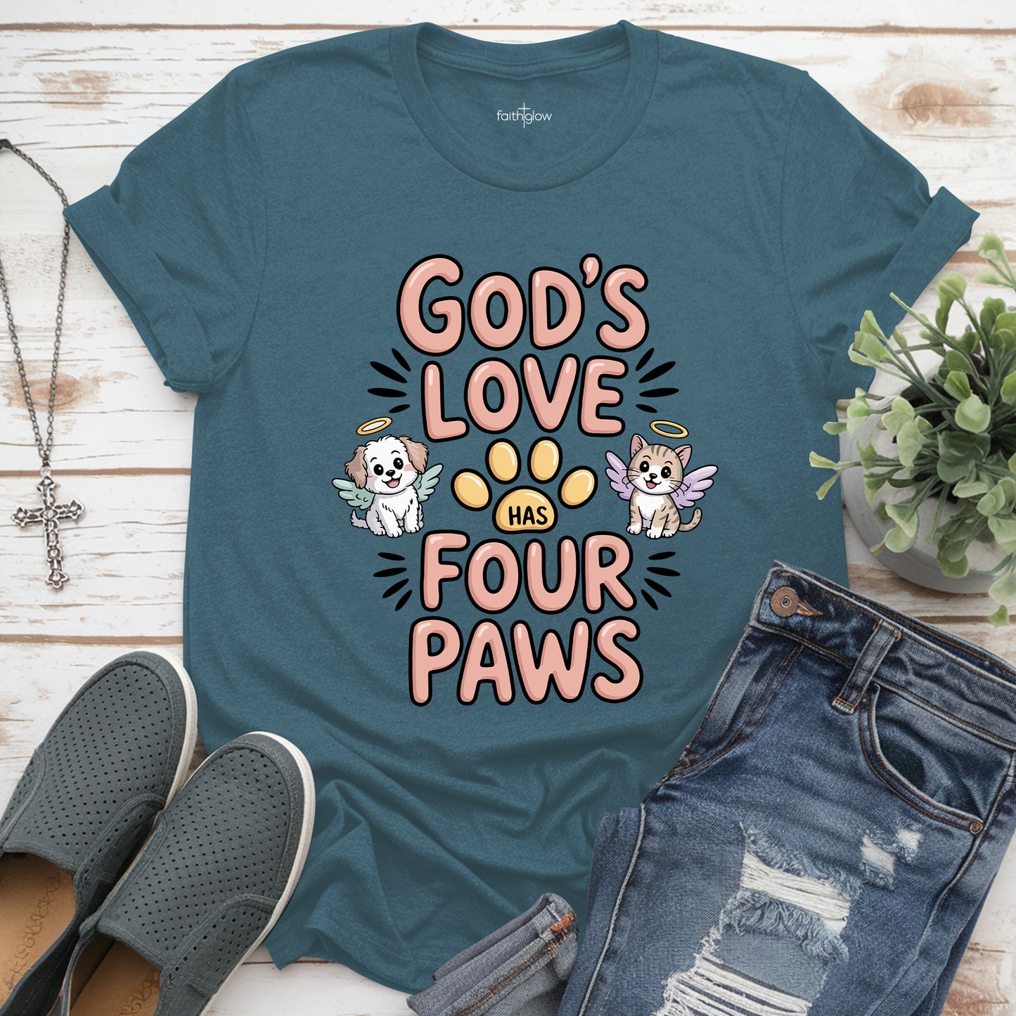 God’s Love Has Four Paws Christian T Shirt