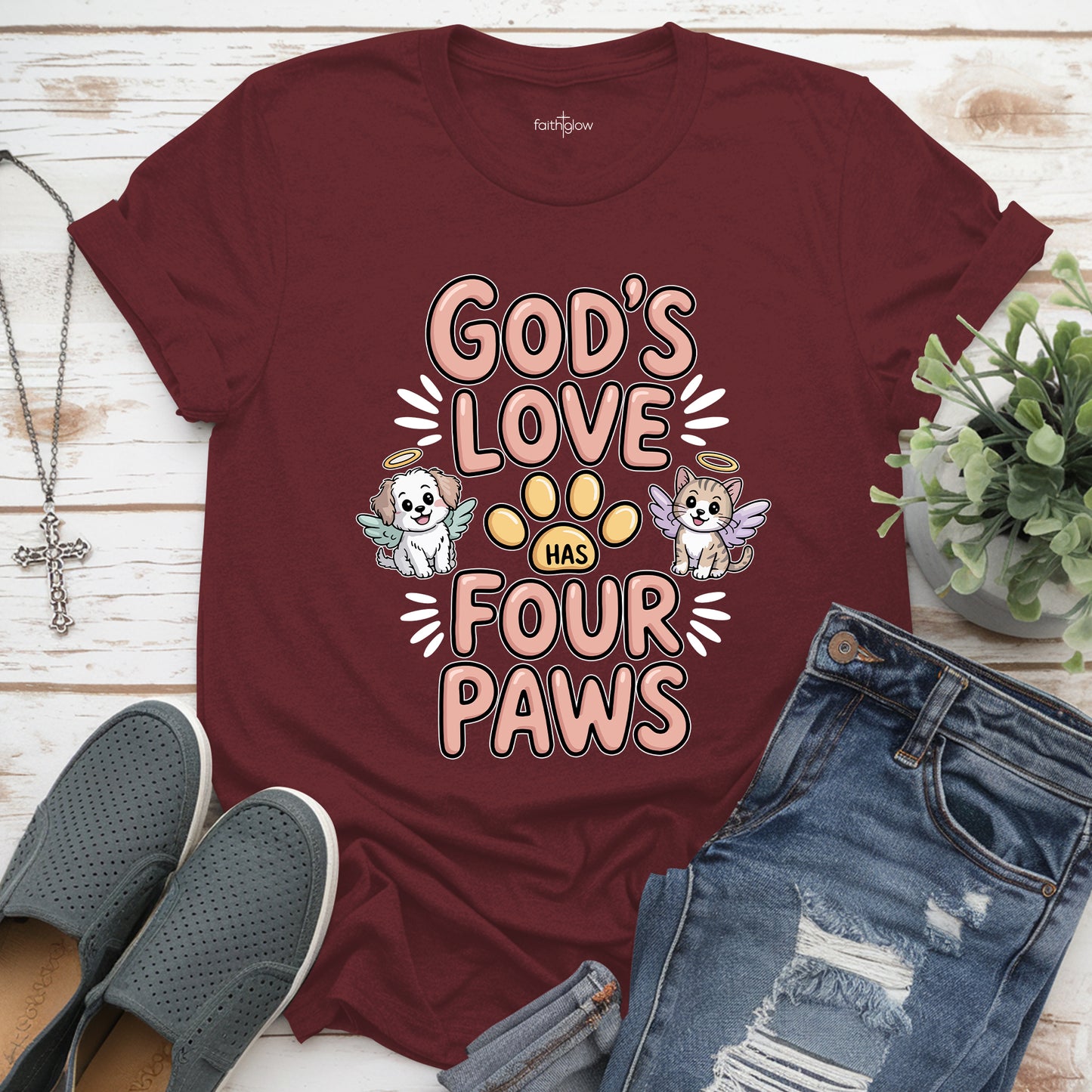 God’s Love Has Four Paws Christian T Shirt