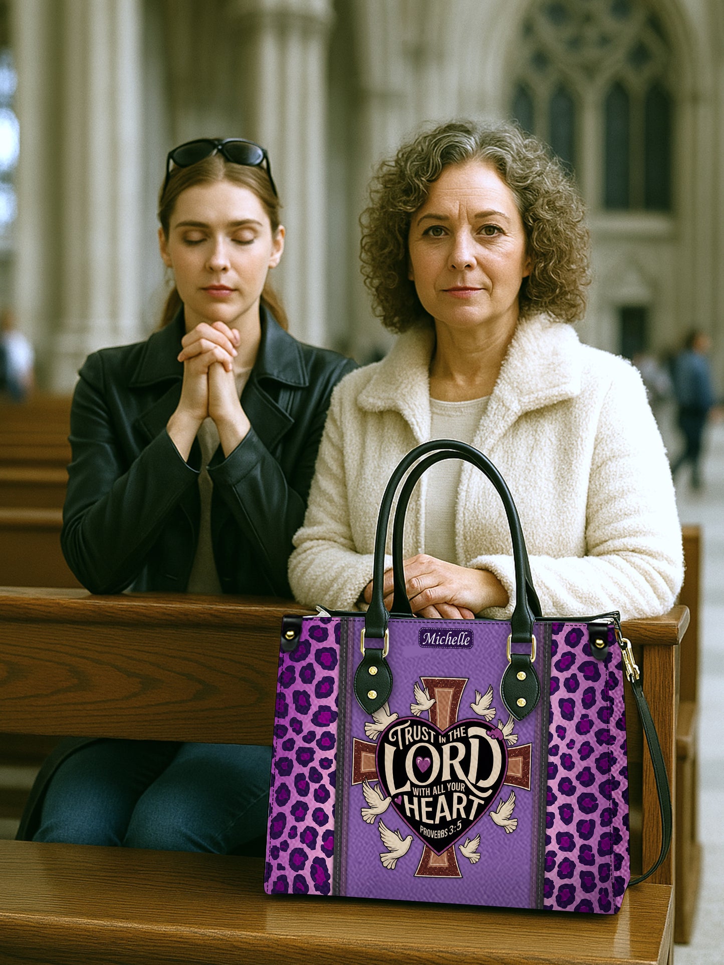 Trust The Lord With All Your Heart Proverbs Christian Leather Church Bag