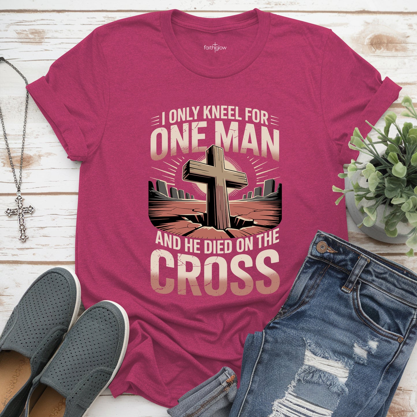 I Only Kneel For One Man And He Died On The Cross Christian T Shirt