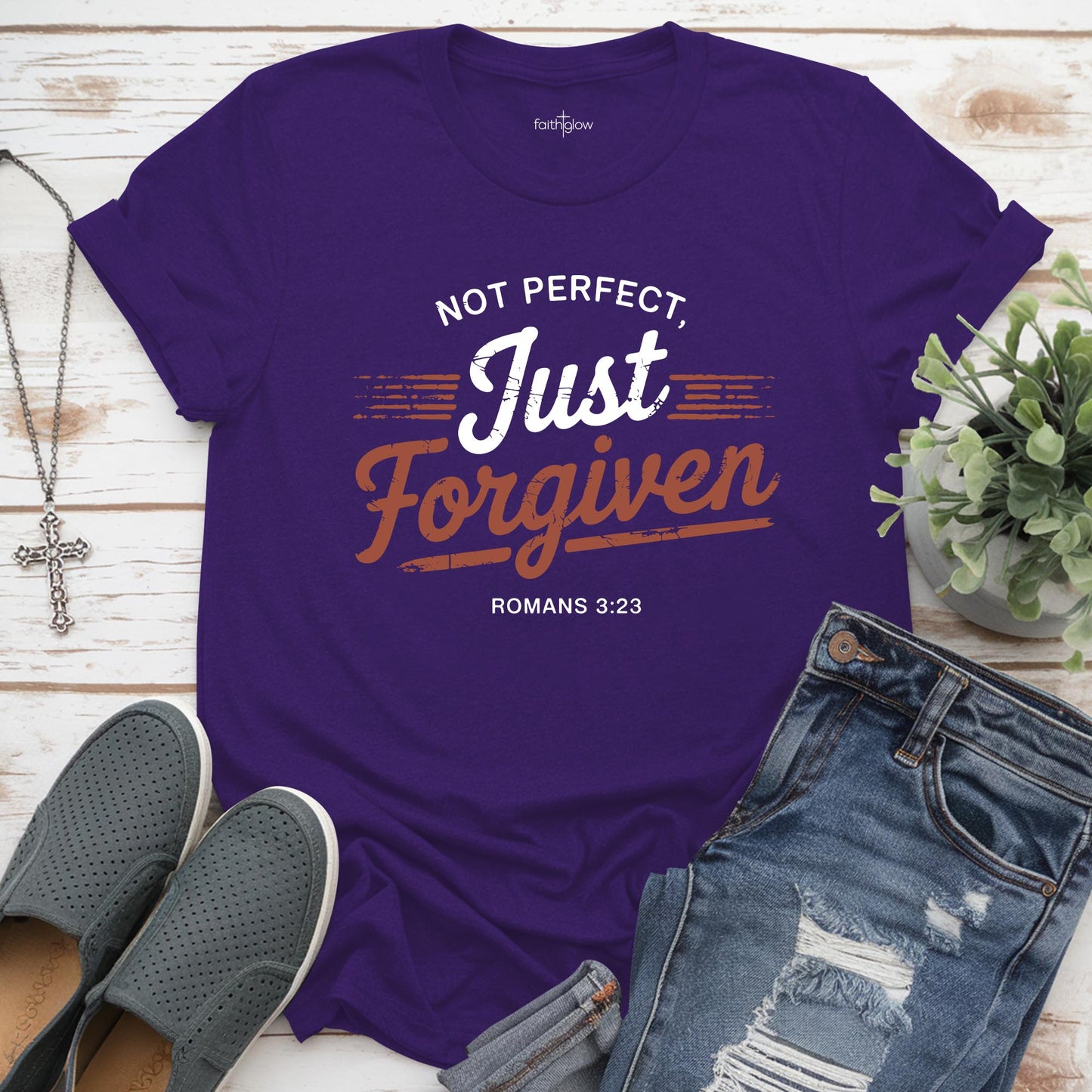 Not Perfect Just Forgiven Christian T Shirt