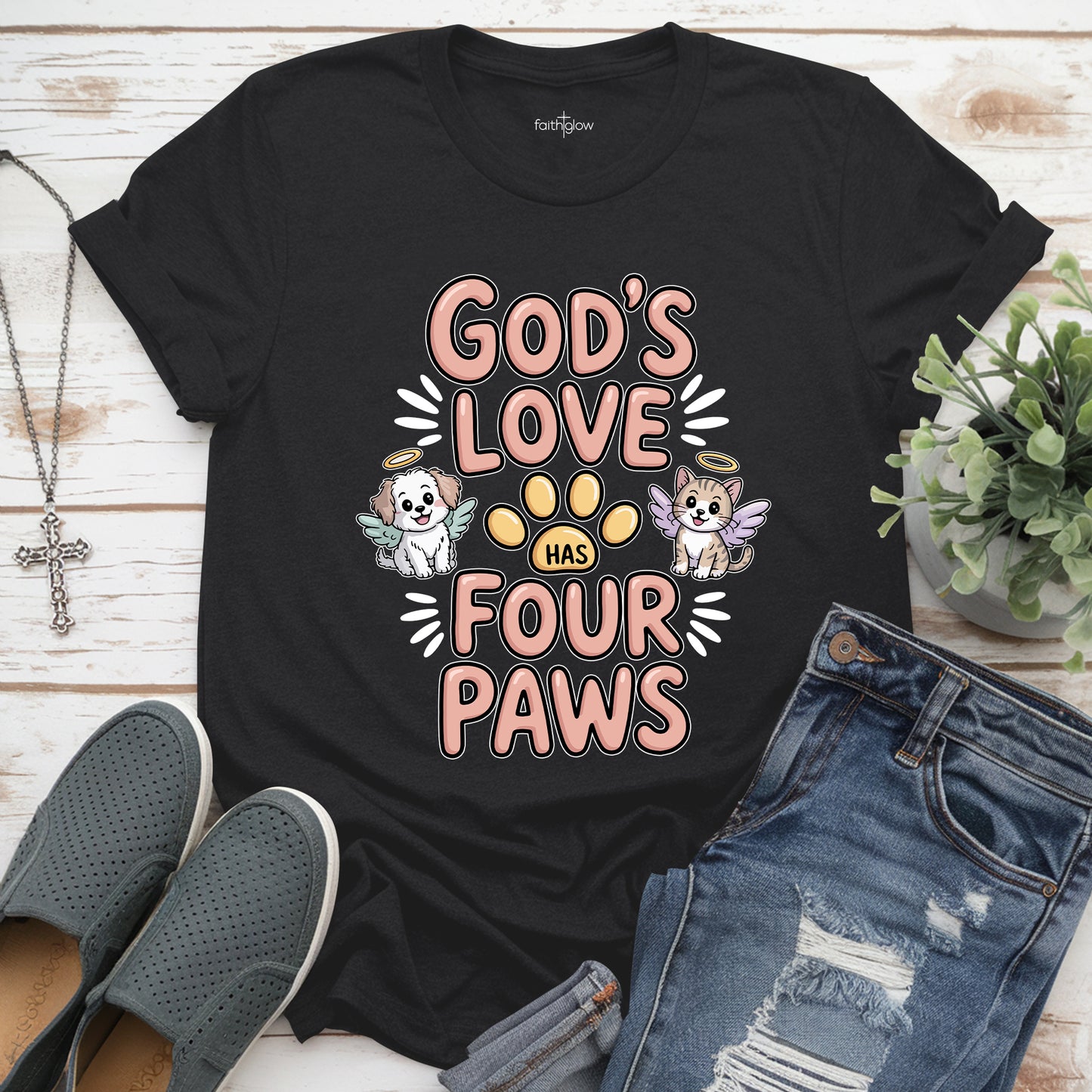 God’s Love Has Four Paws Christian T Shirt