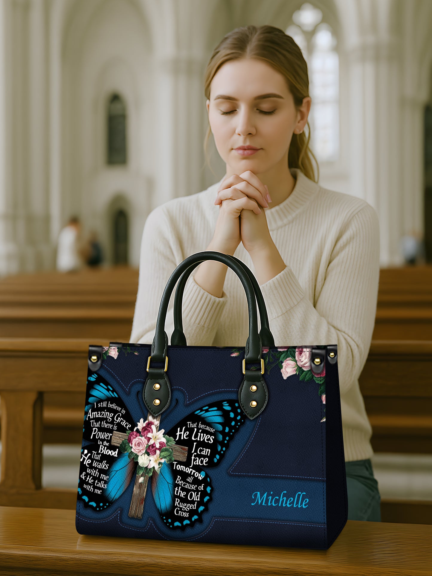 I Still Believe In Amazing Grace Christian Leather Church Bag