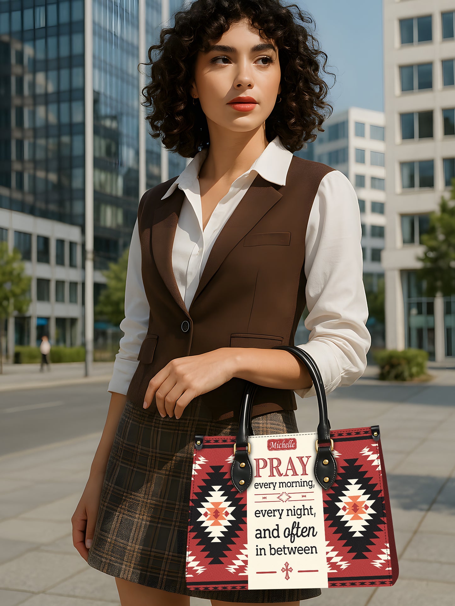 Pray Every Morning, Every Night, And Often In Between Christian Leather Church Bag