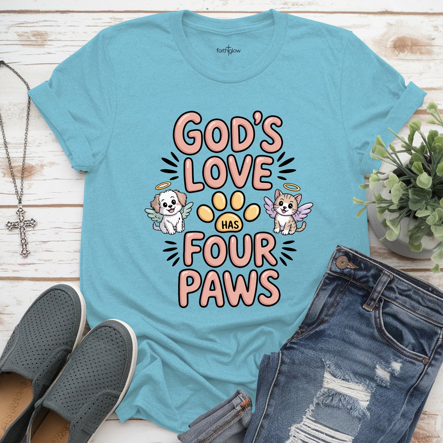 God’s Love Has Four Paws Christian T Shirt