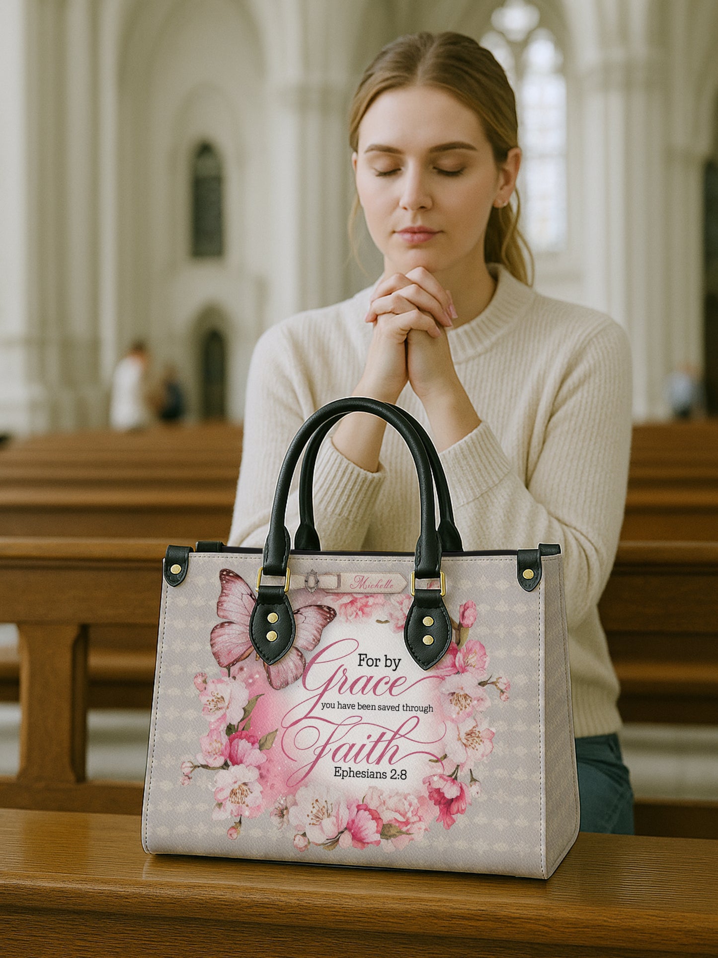For By Grace You Have Been Saved Through Faith Christian Leather Church Bag