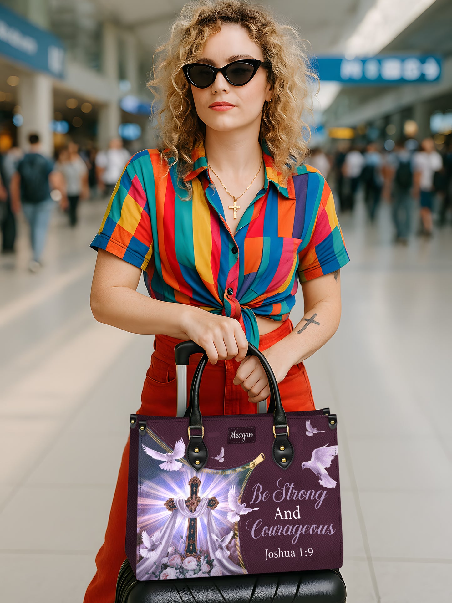 Be Strong And Courageous Christian Leather Church Bag