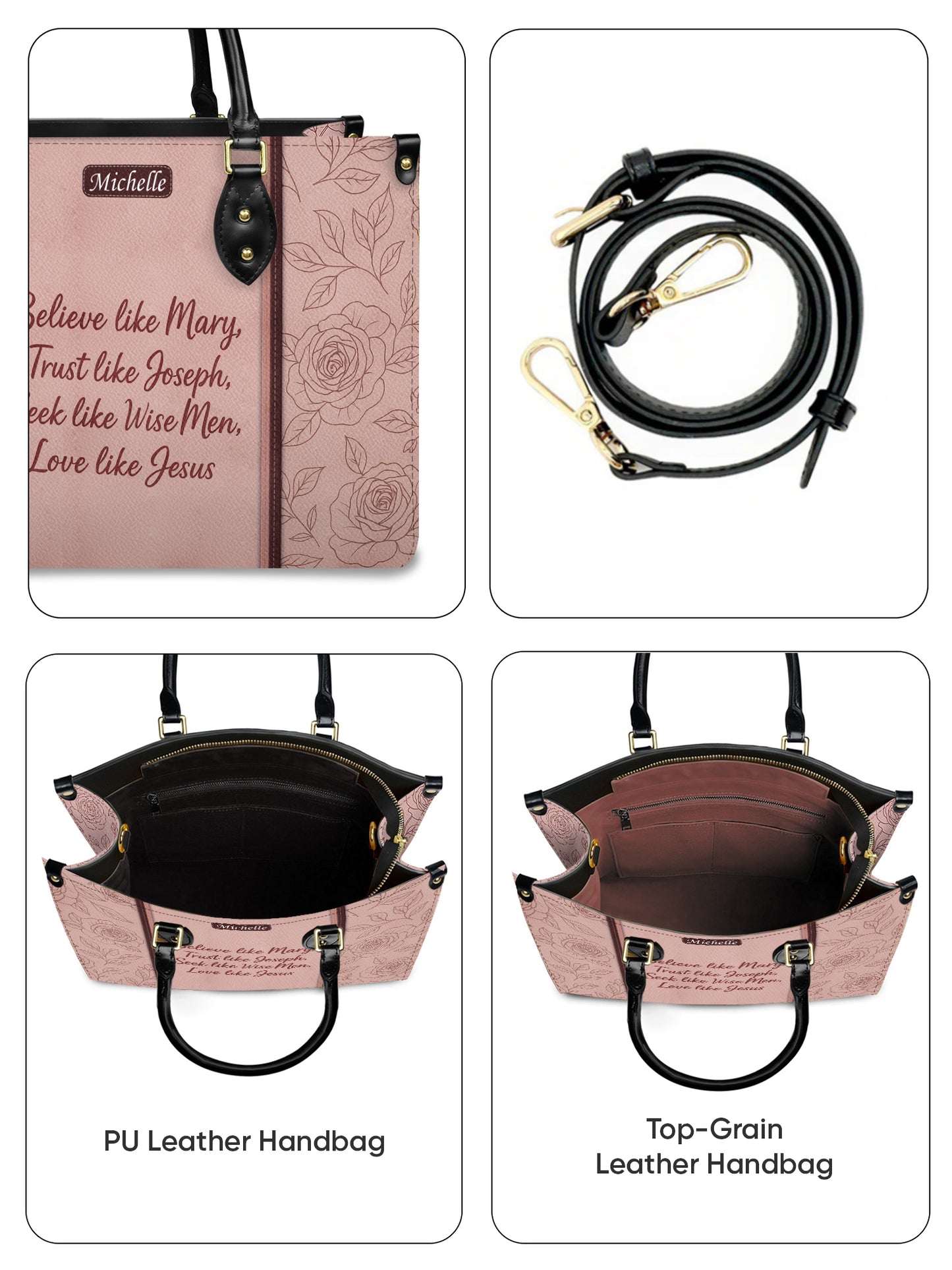Believe Like Mary Trust Like Joseph Seek like Wise Men Love like Jesus Leather Church Bag