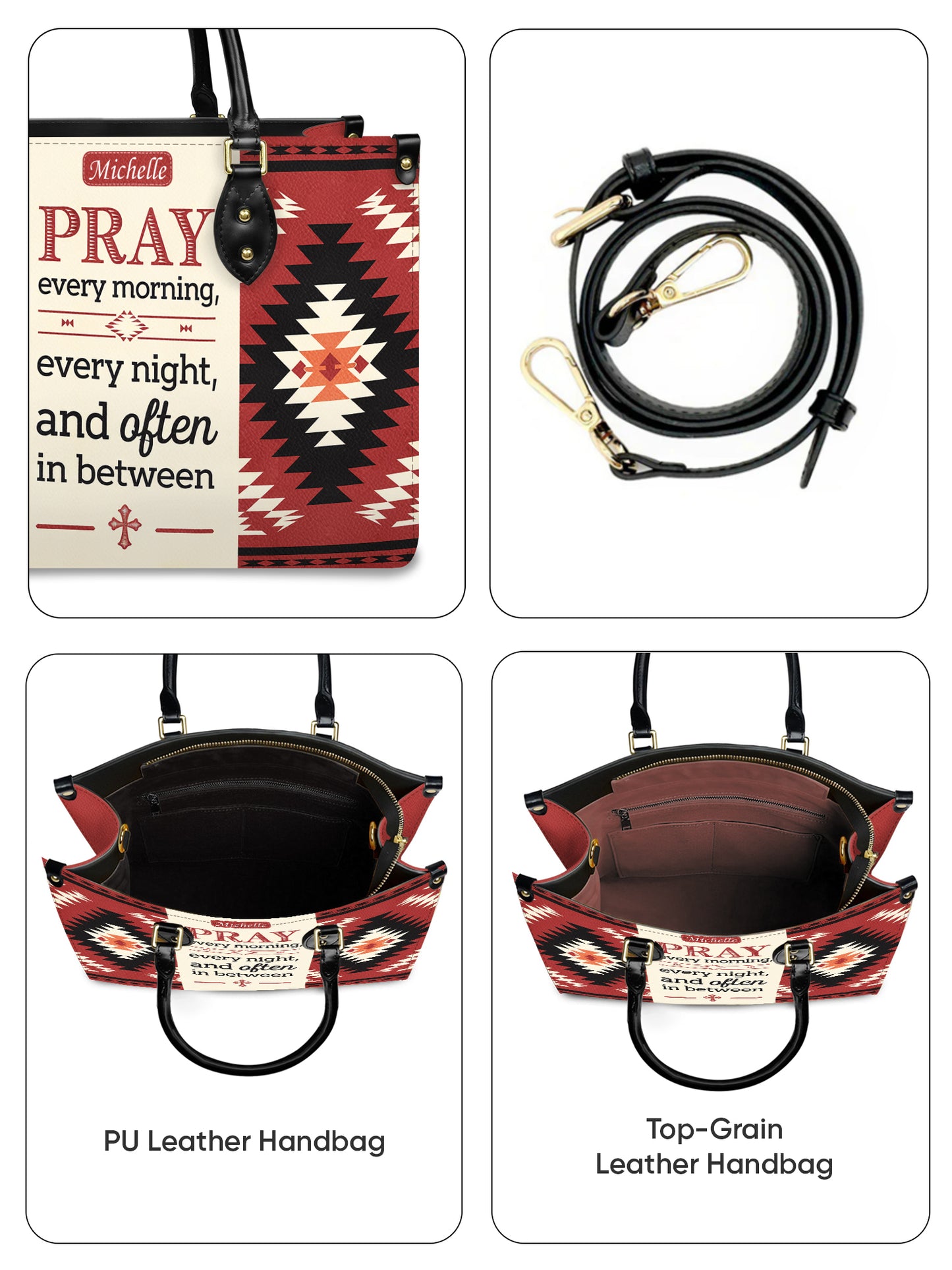 Pray Every Morning, Every Night, And Often In Between Christian Leather Church Bag