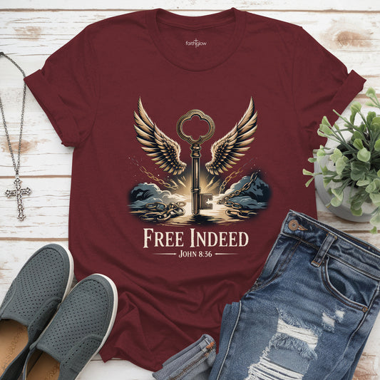 Free Indeed John 8:36 Christian T Shirt