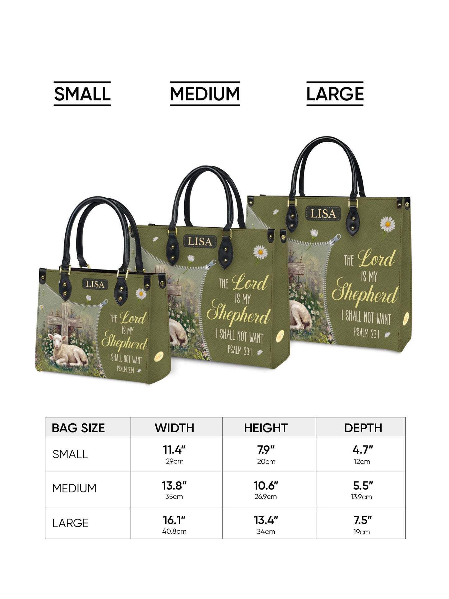 The Lord Is My Shepherd I Shall Not Want Christian Leather Church Bag
