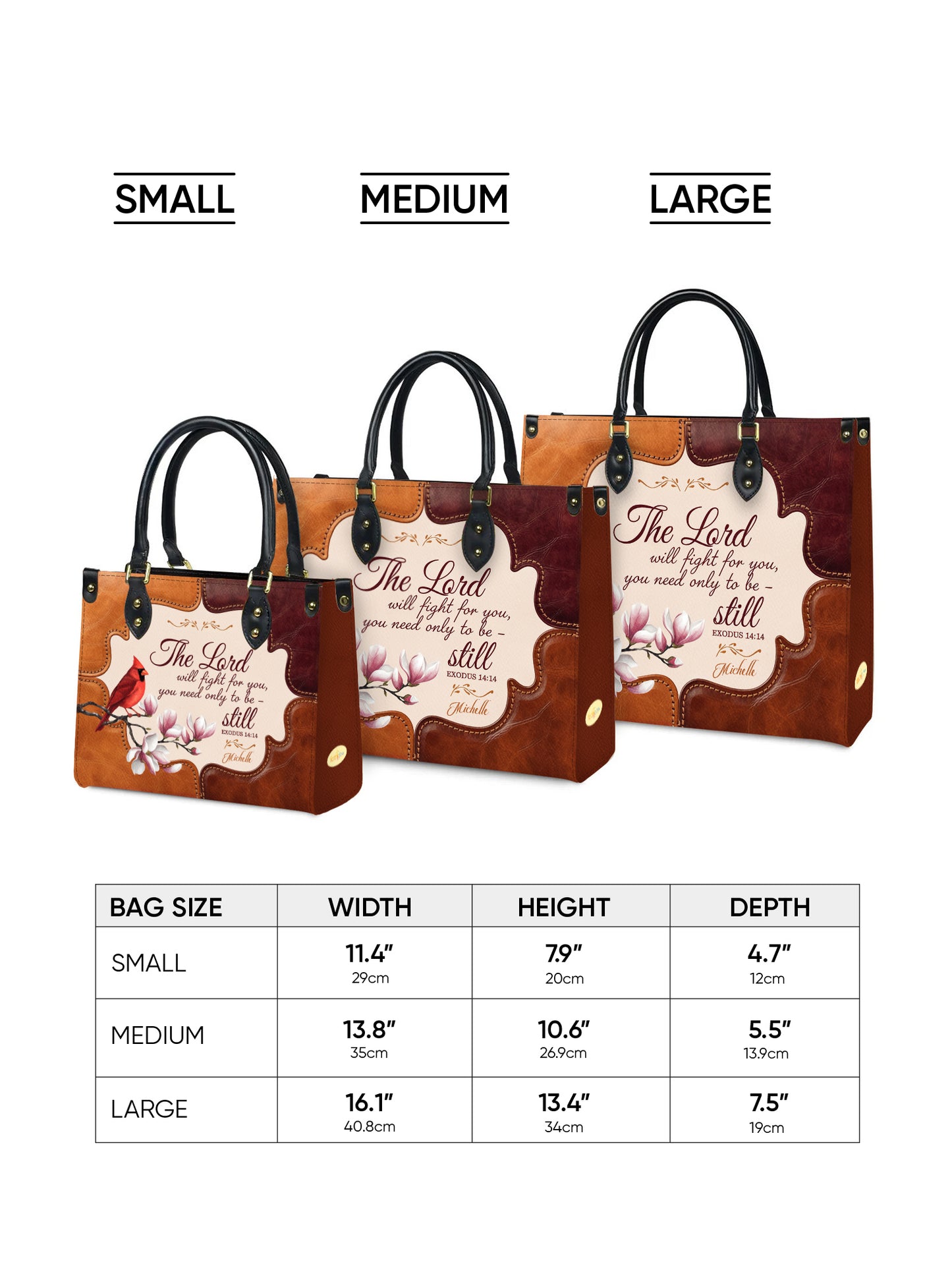 The Lord Will Fight For You Need Only To Be Still Christian Leather Church Bag