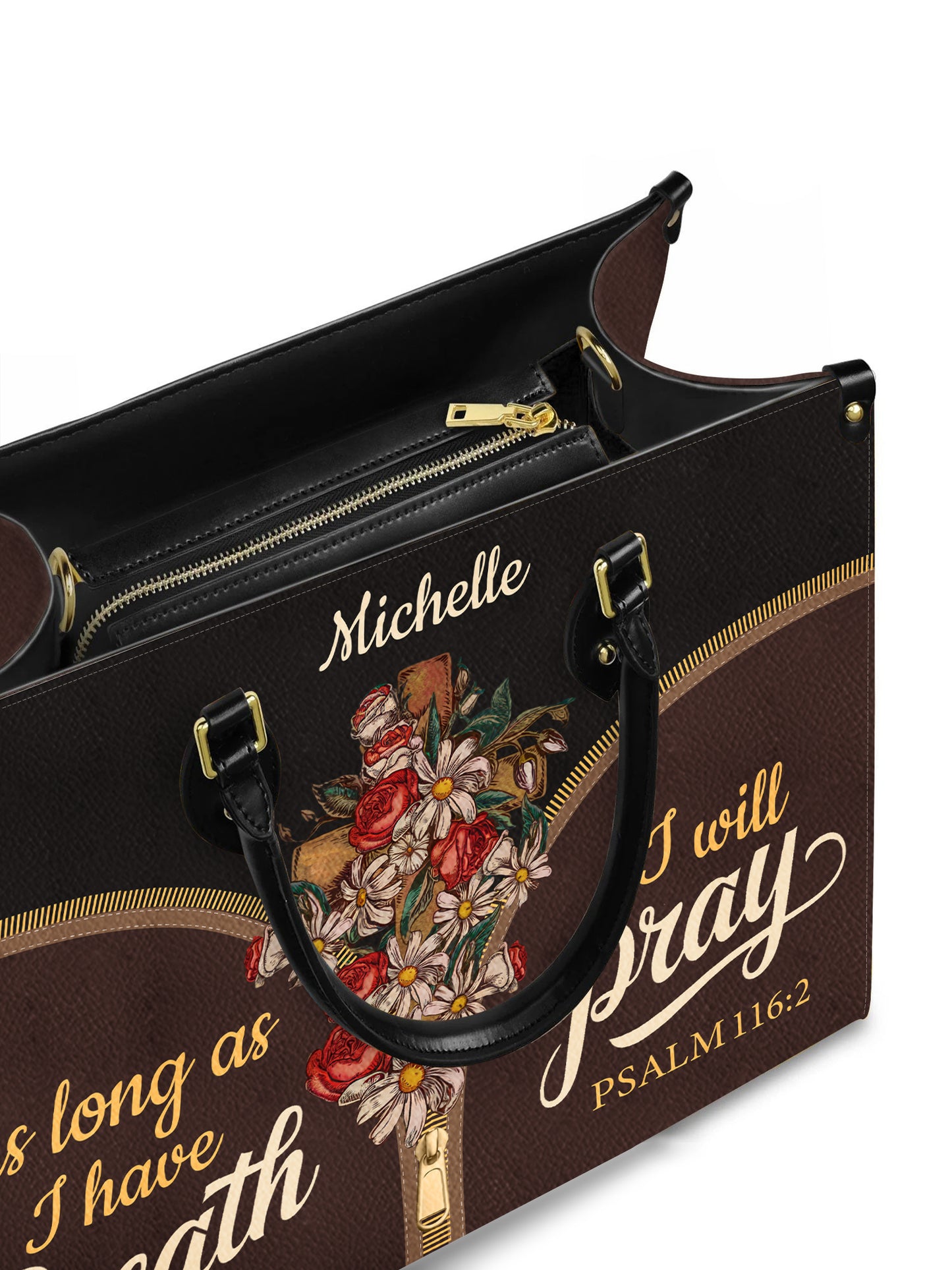 As Long As I Have Breath I Will Pray Christian Leather Church Bag