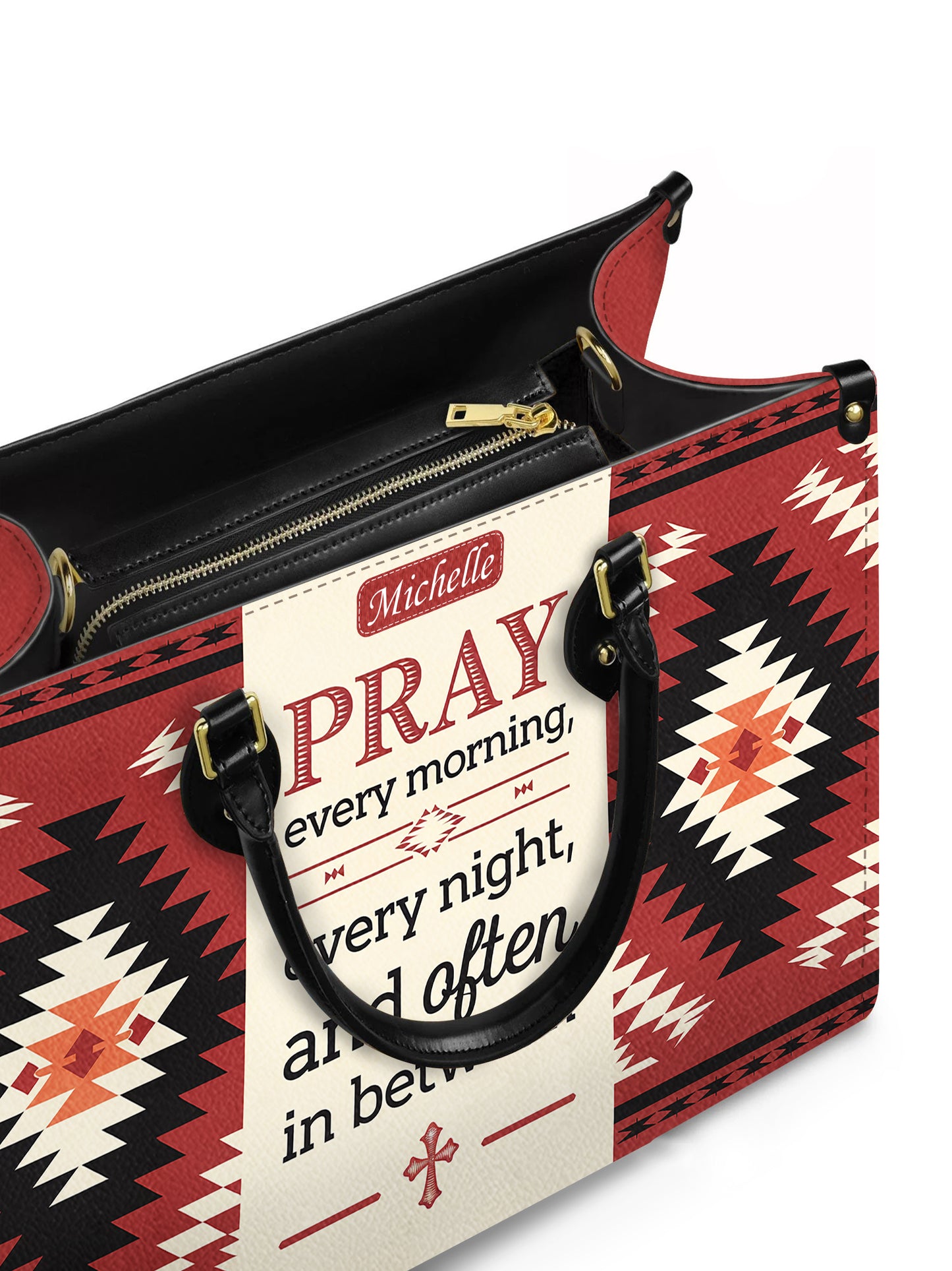 Pray Every Morning, Every Night, And Often In Between Christian Leather Church Bag