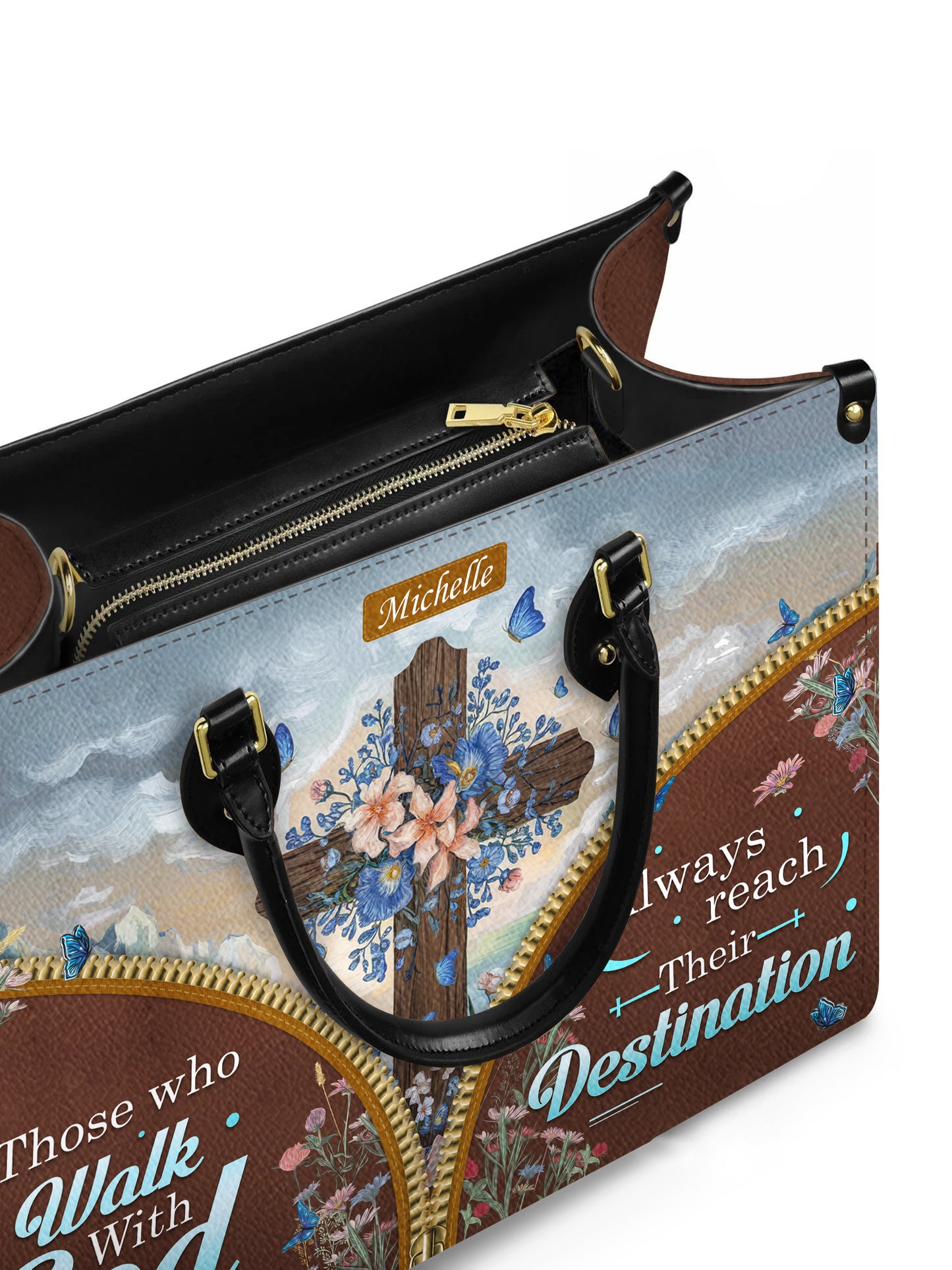 Those Who Walk With God Always Reach Their Destination Christian Leather Church Bag