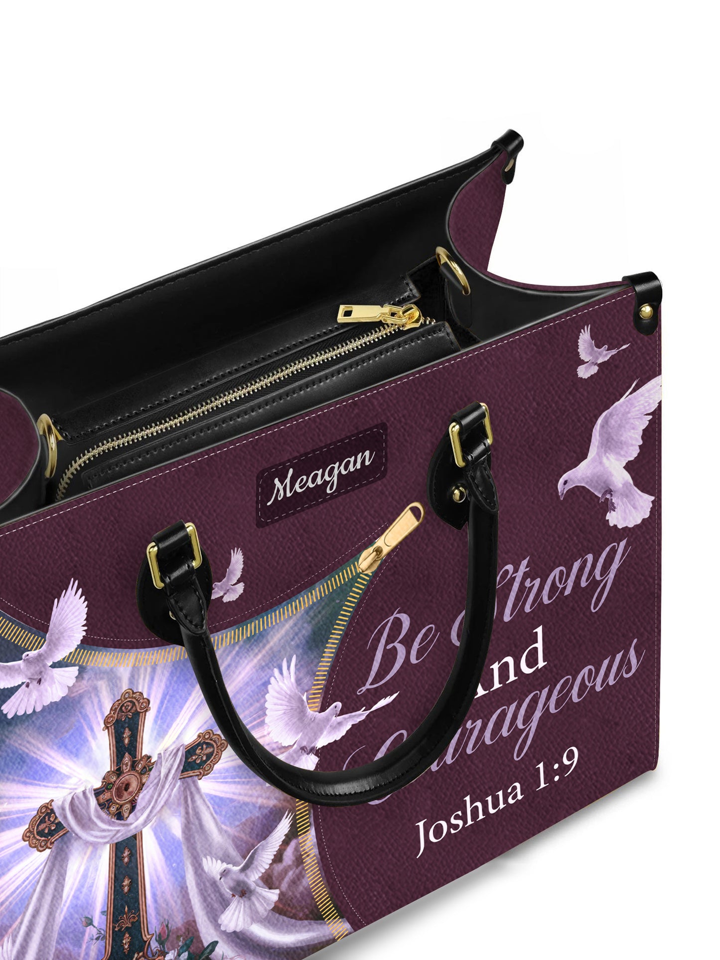 Be Strong And Courageous Christian Leather Church Bag