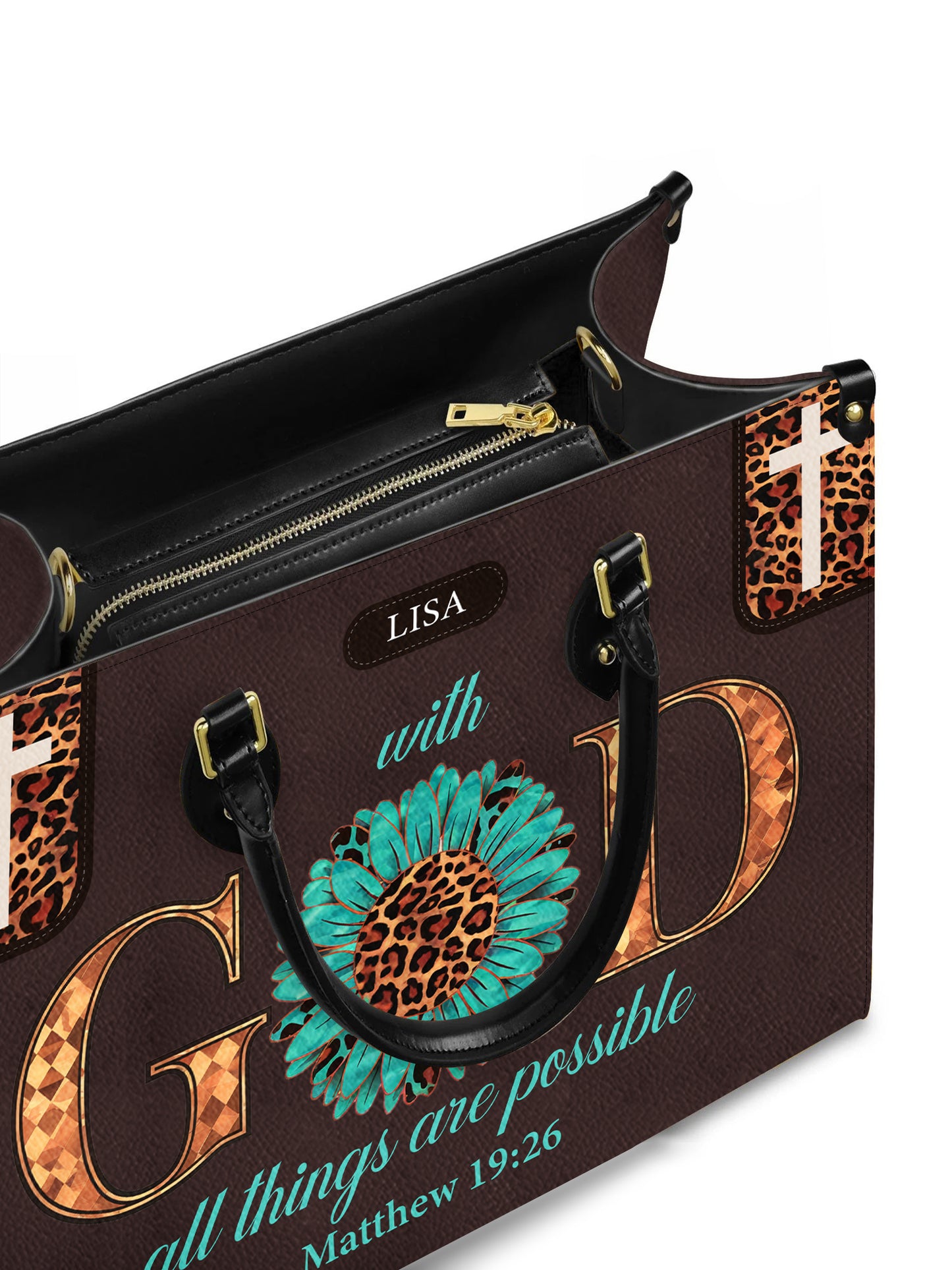 With God All Things Are Possible Christian Leather Church Bag