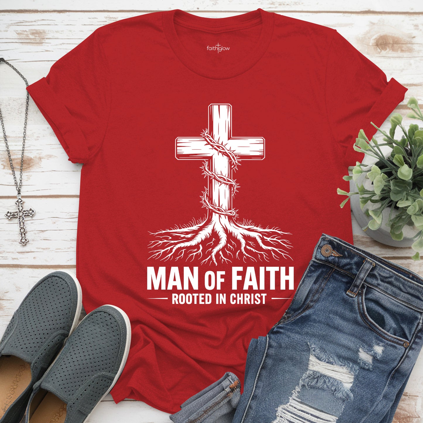Man Of Faith Rooted In Christ Christian T Shirt