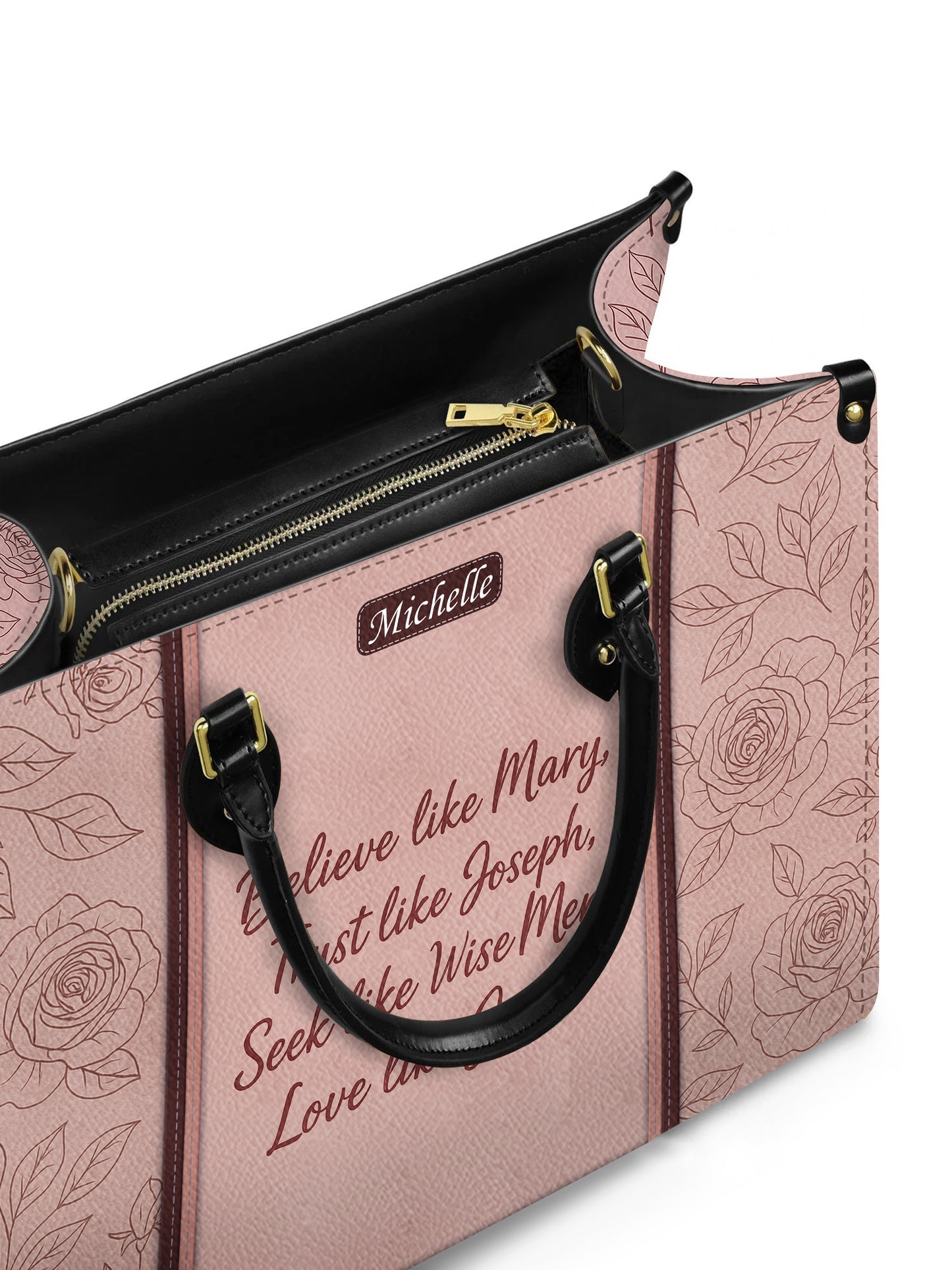Believe Like Mary Trust Like Joseph Seek like Wise Men Love like Jesus Leather Church Bag
