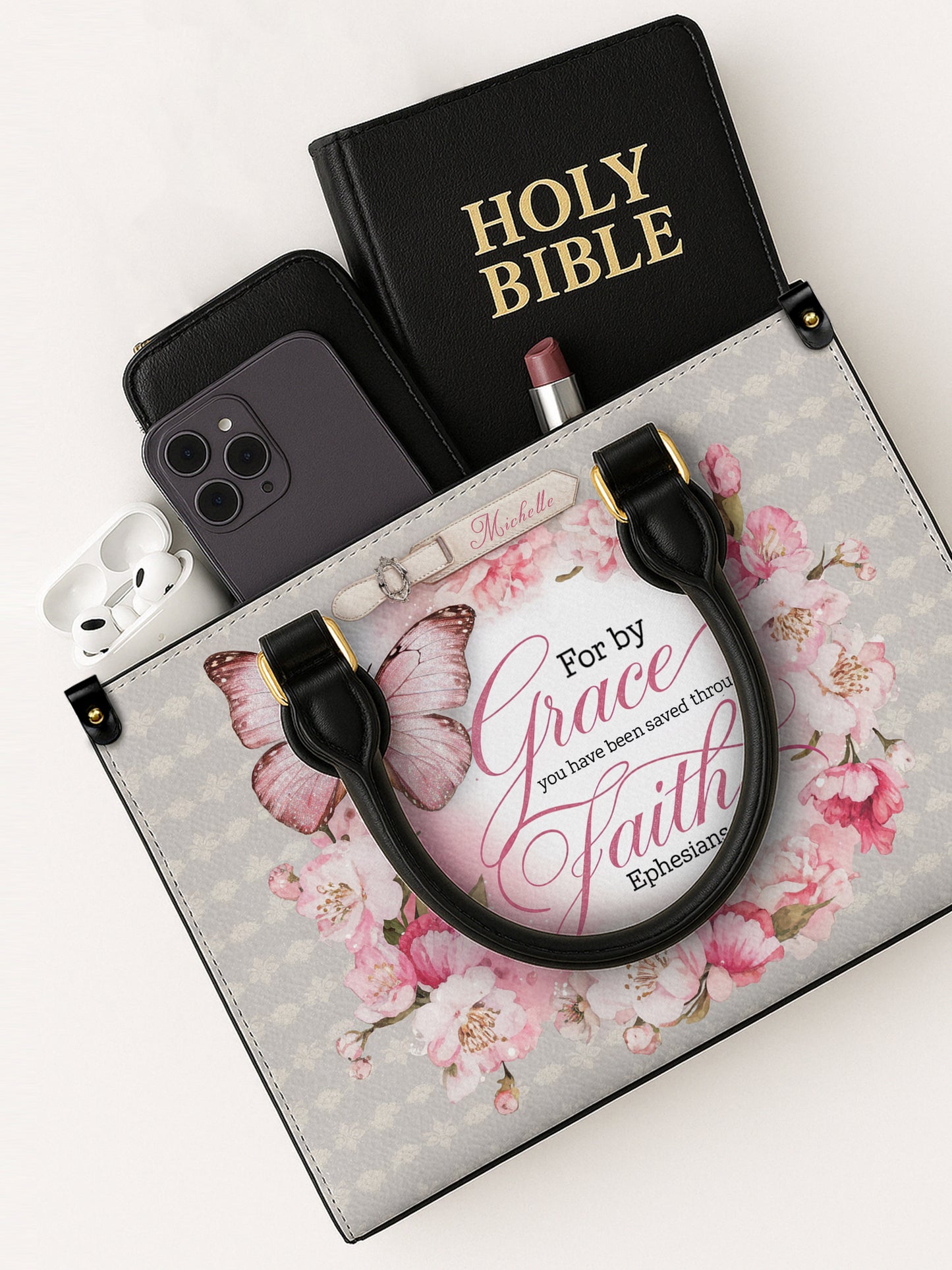 For By Grace You Have Been Saved Through Faith Christian Leather Church Bag