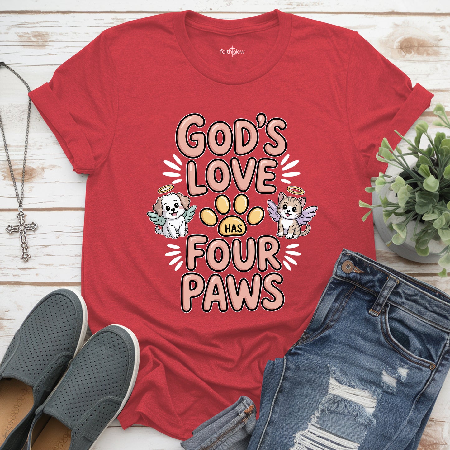 God’s Love Has Four Paws Christian T Shirt