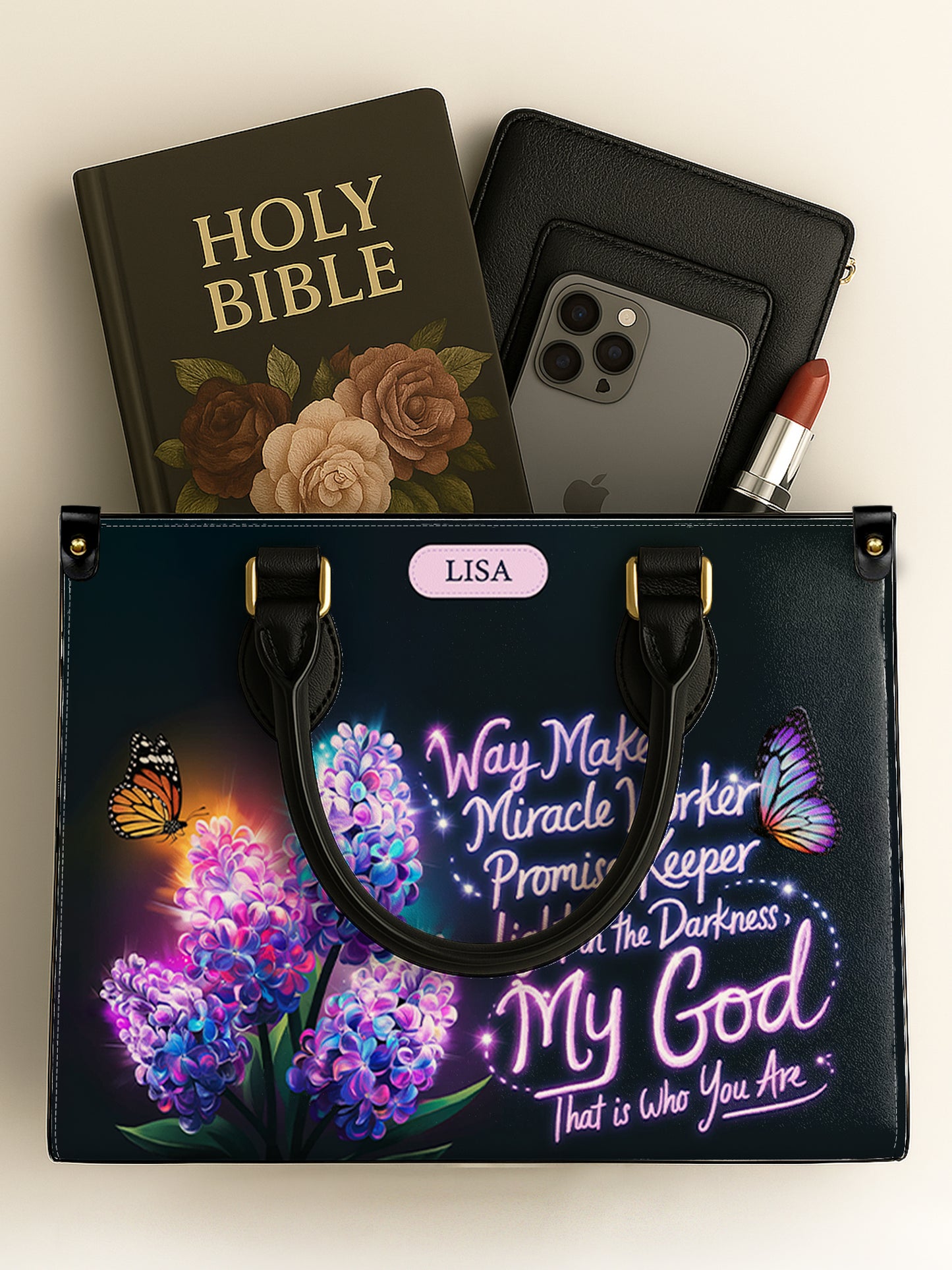Waymaker Miracle Worker Promise Keeper Christian Leather Church Bag