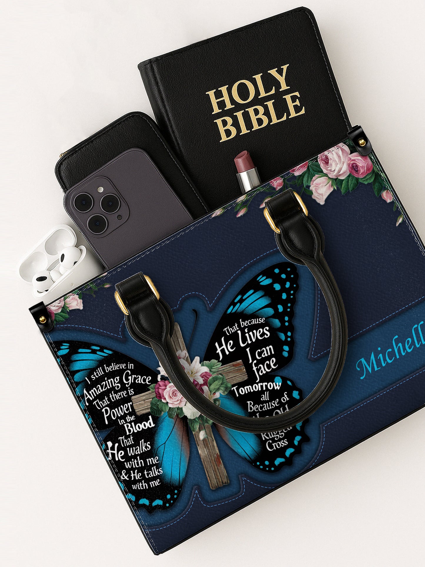 I Still Believe In Amazing Grace Christian Leather Church Bag