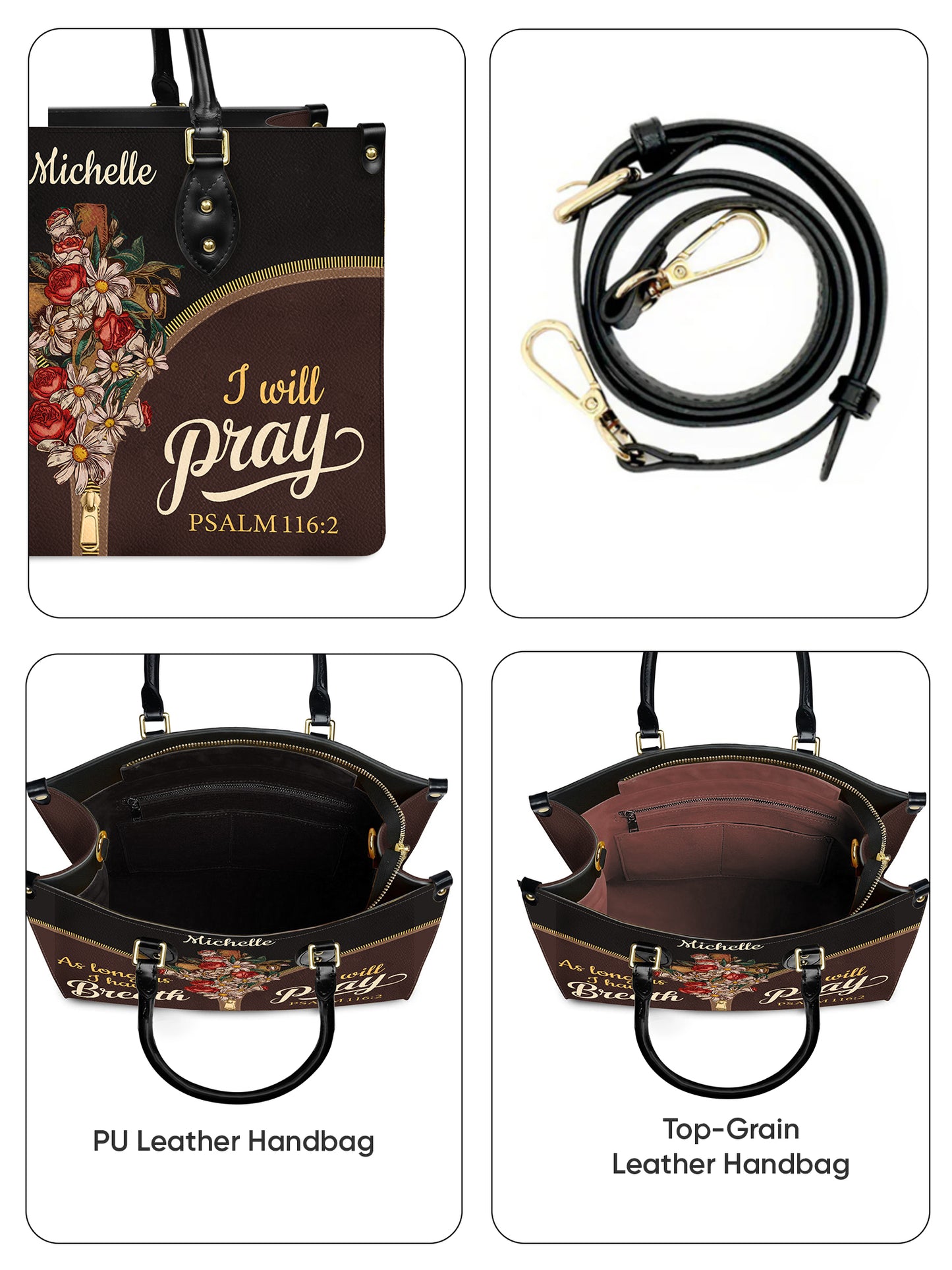 As Long As I Have Breath I Will Pray Christian Leather Church Bag