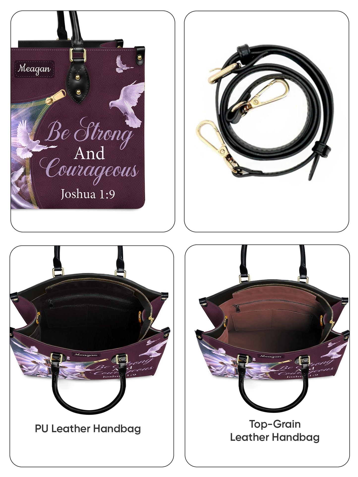 Be Strong And Courageous Christian Leather Church Bag
