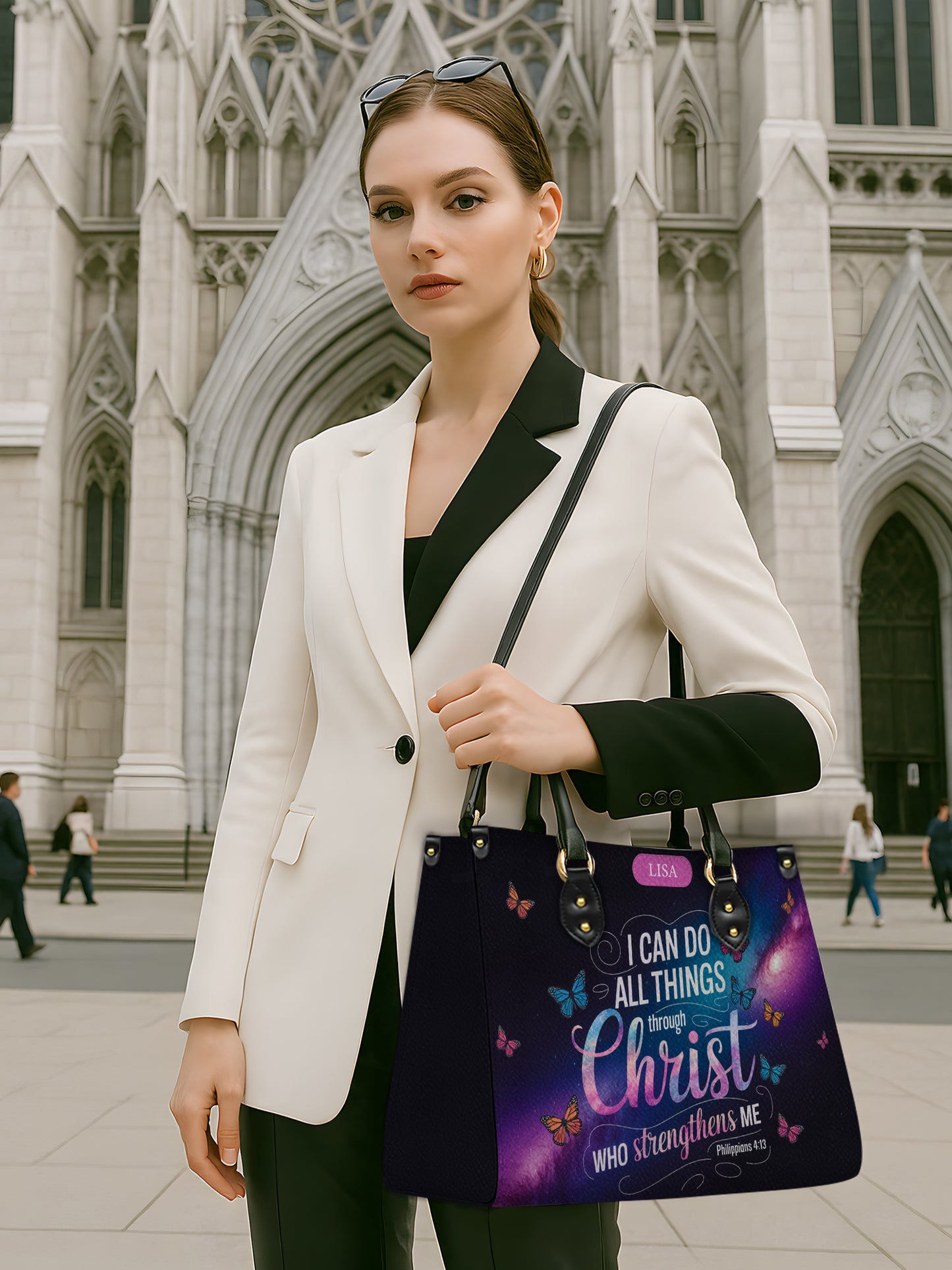 I Can Do All Things Through Christ Who Strengthens Me Christian Leather Church Bag
