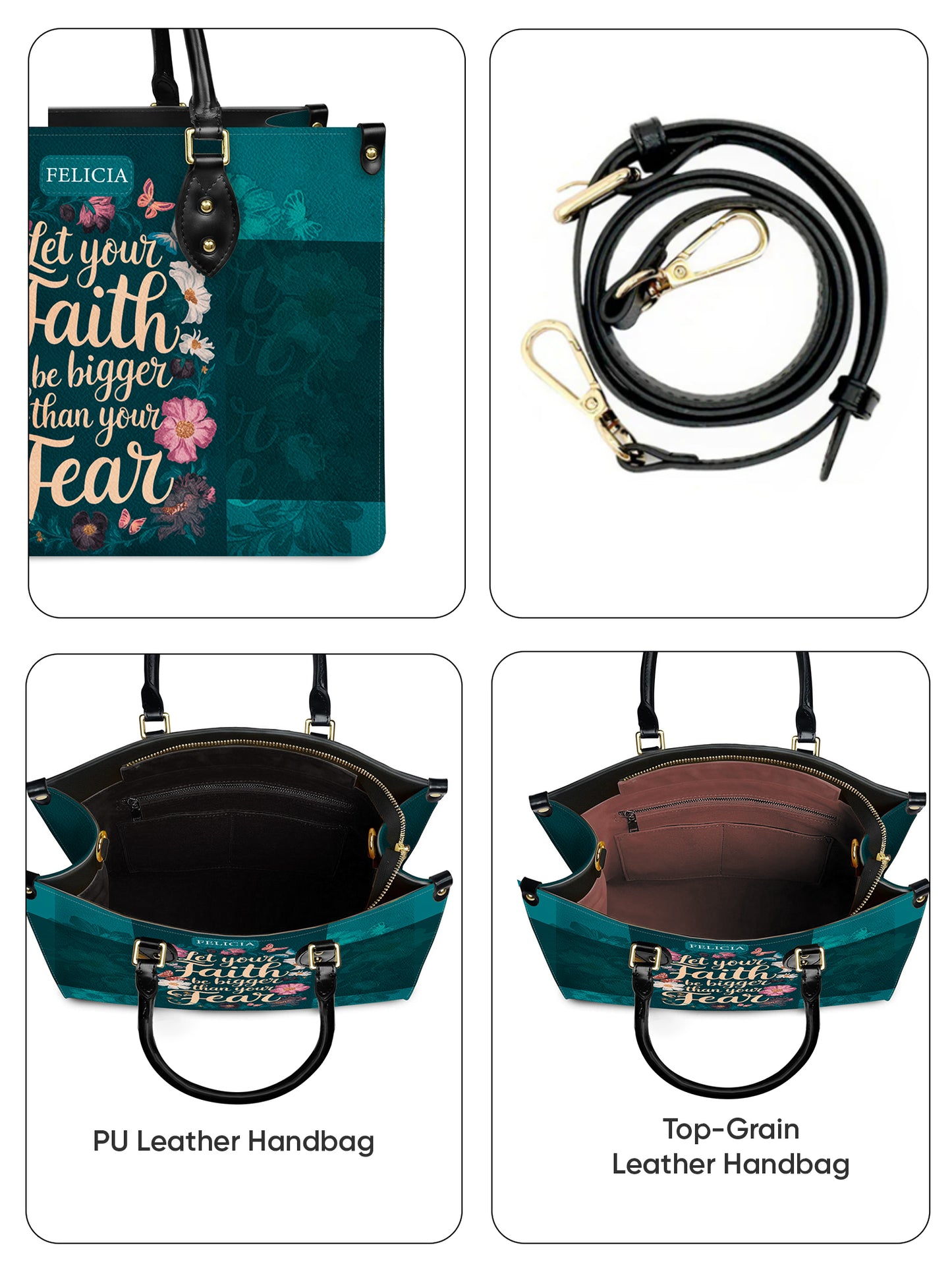 Let Your Faith Be Bigger Than Your Fear Christian Leather Church Bag