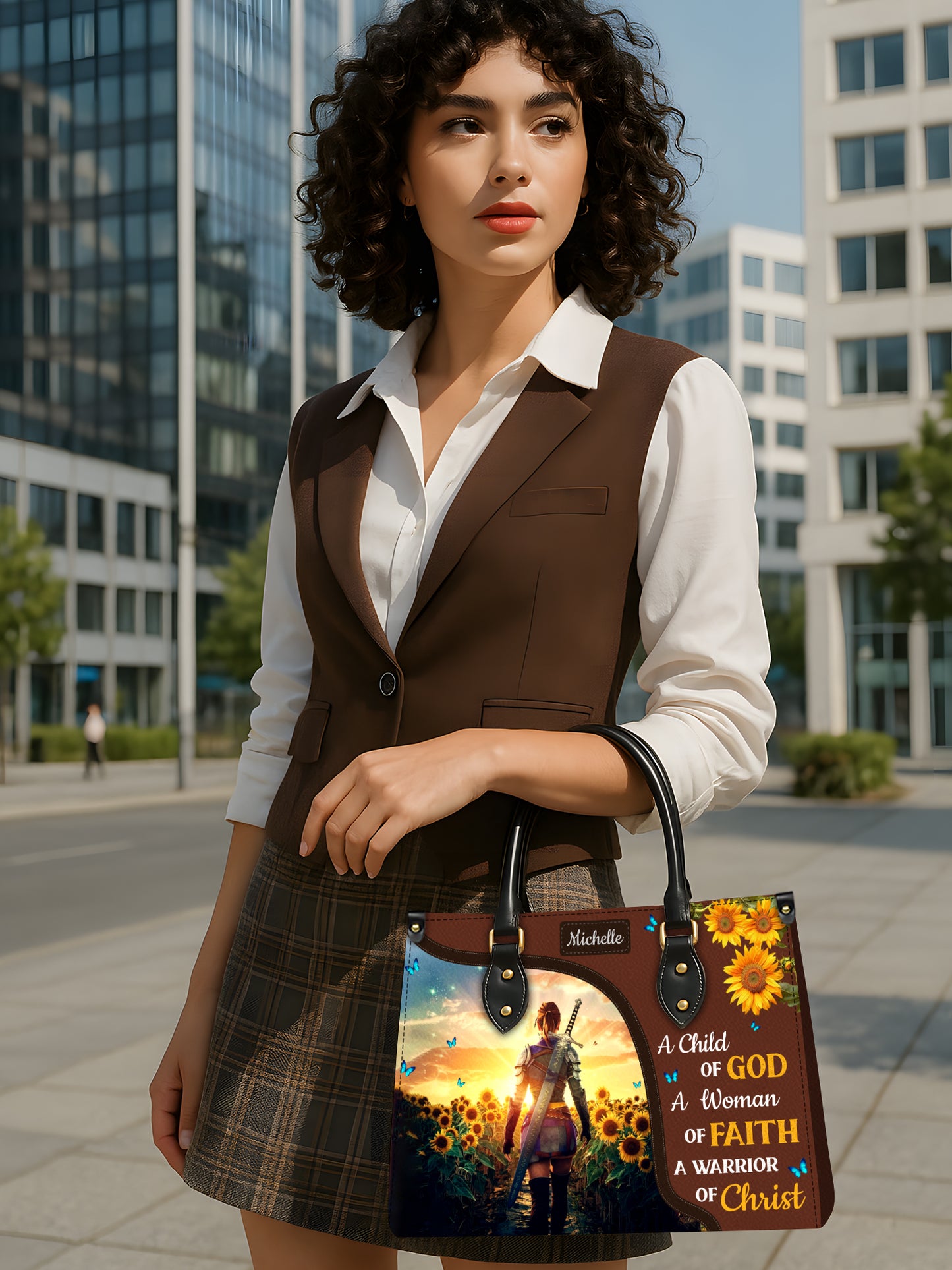 A child of God A woman of Faith A warrior of Christ Christian Leather Church Bag