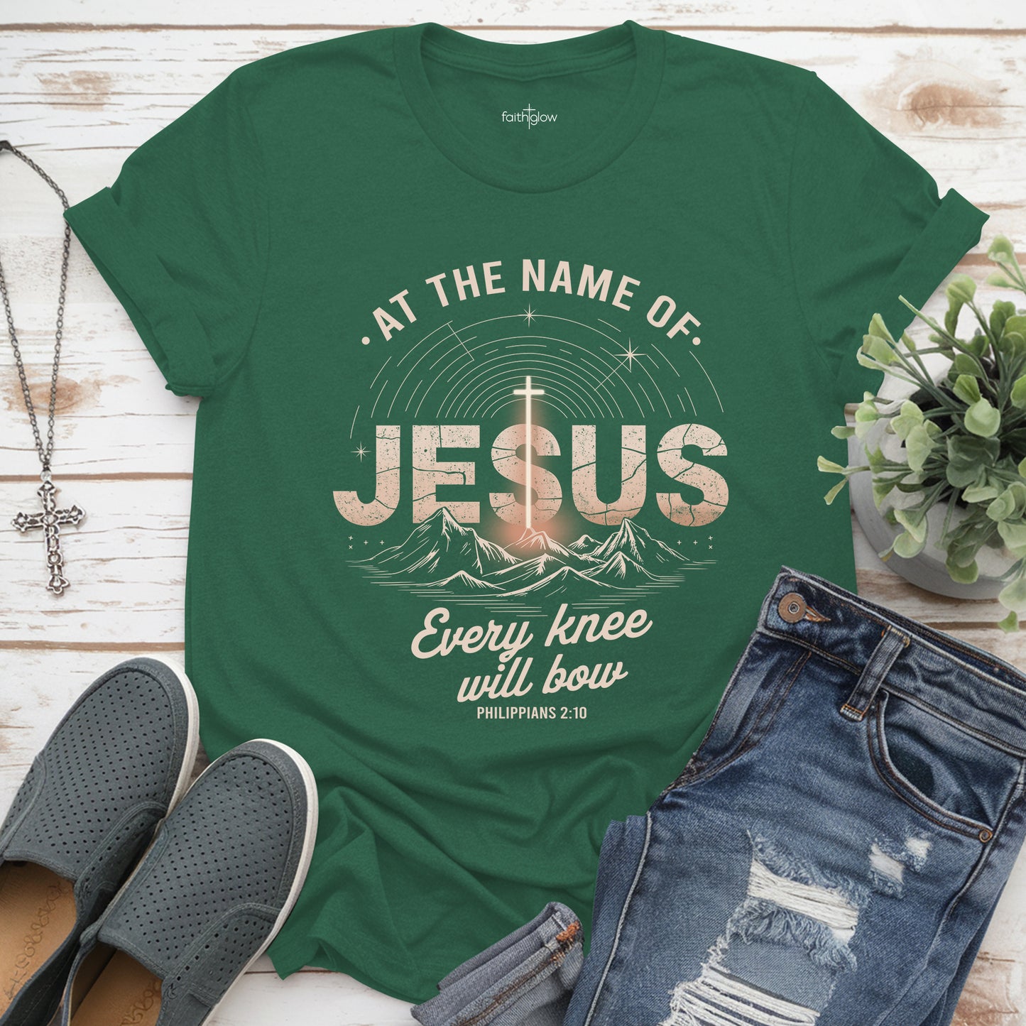 At The Name Of Jesus Every Knee Will Bow Christian T Shirt