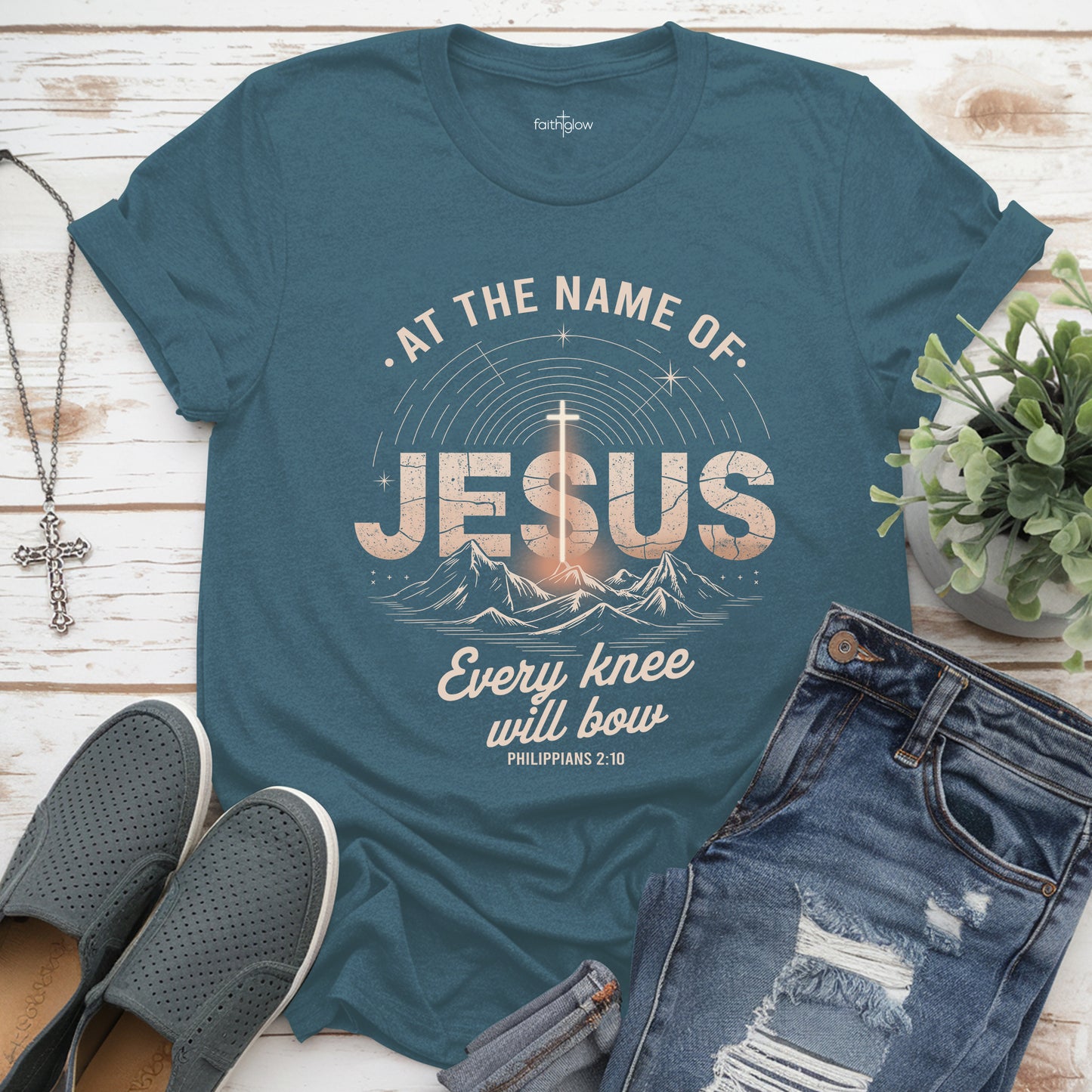 At The Name Of Jesus Every Knee Will Bow Christian T Shirt
