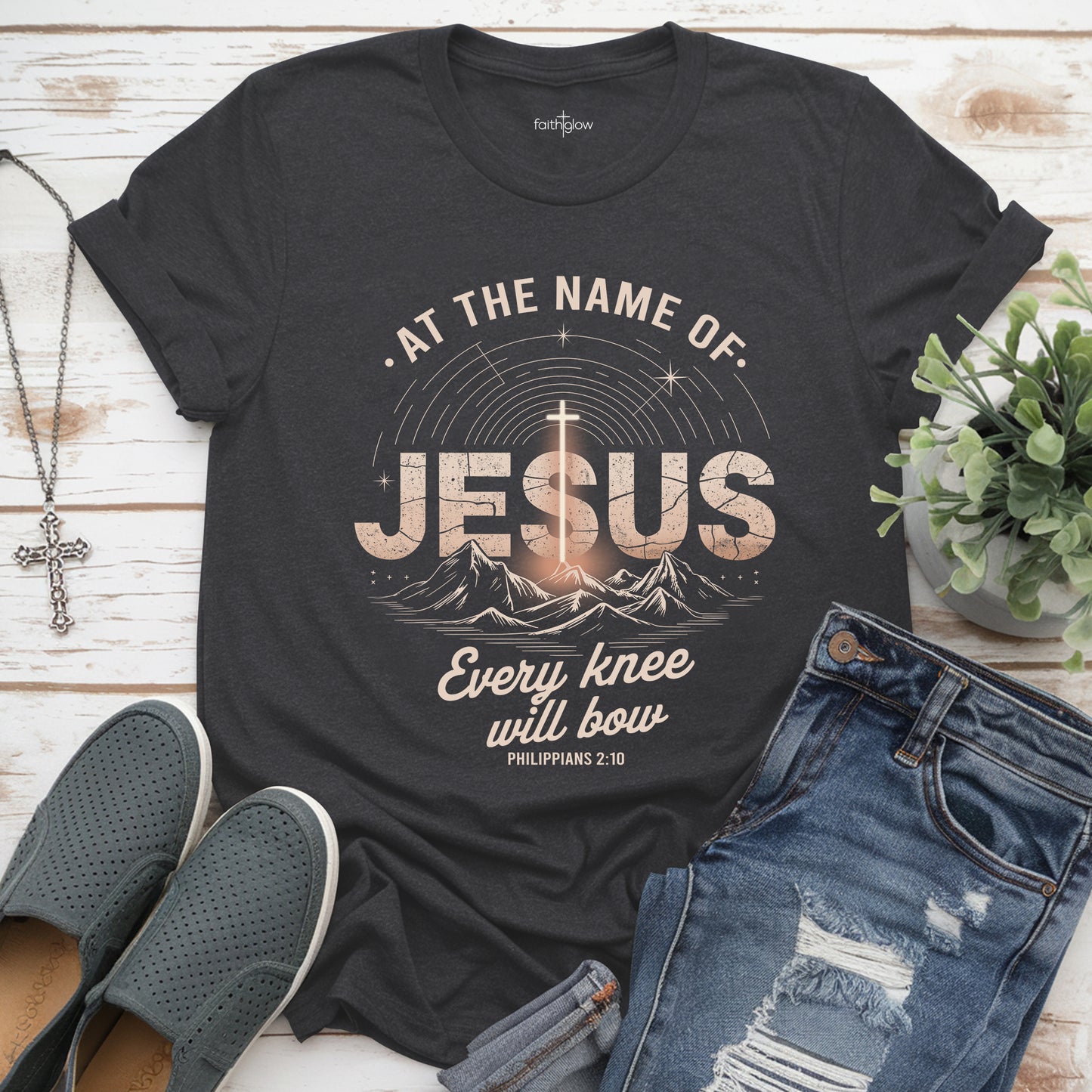 At The Name Of Jesus Every Knee Will Bow Christian T Shirt