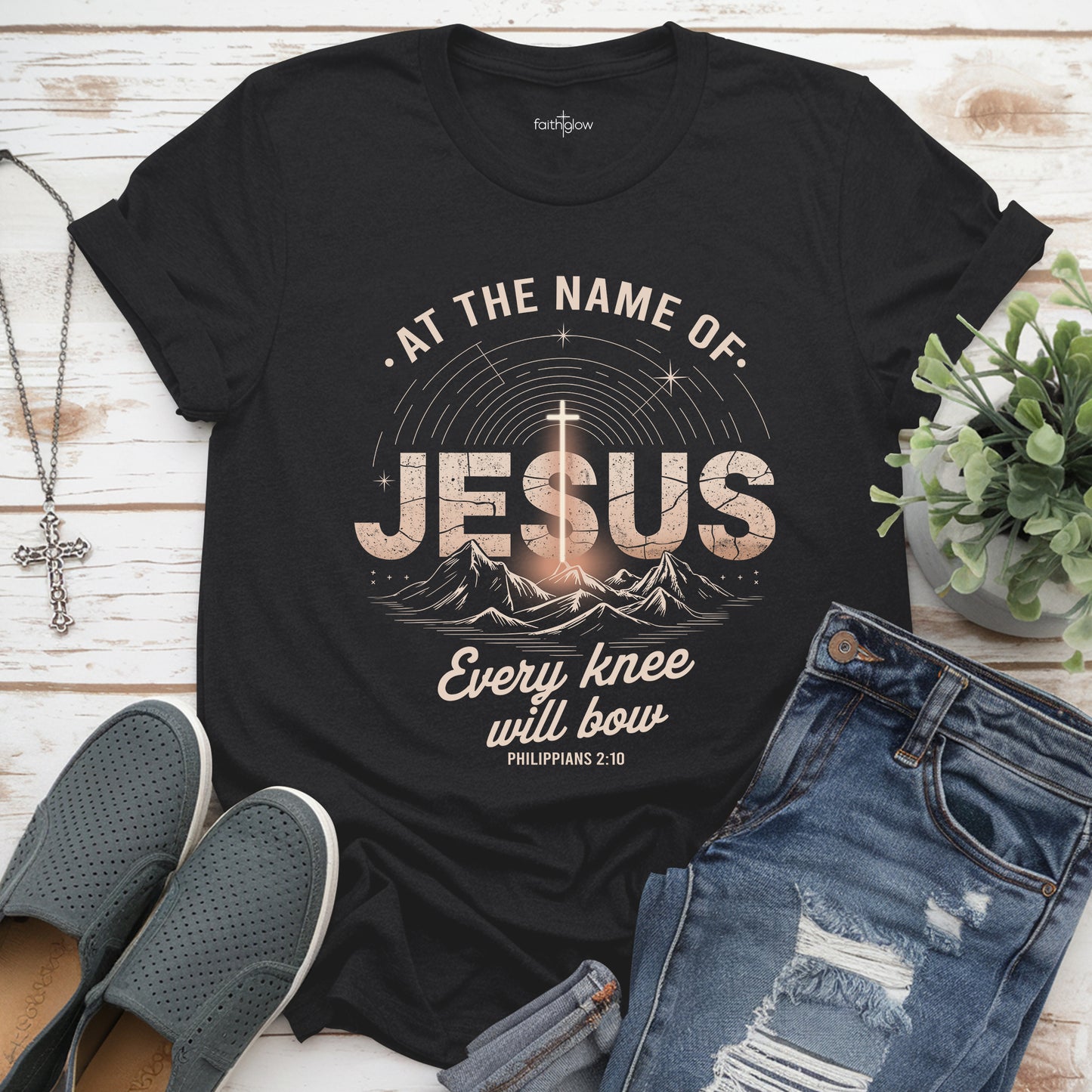 At The Name Of Jesus Every Knee Will Bow Christian T Shirt