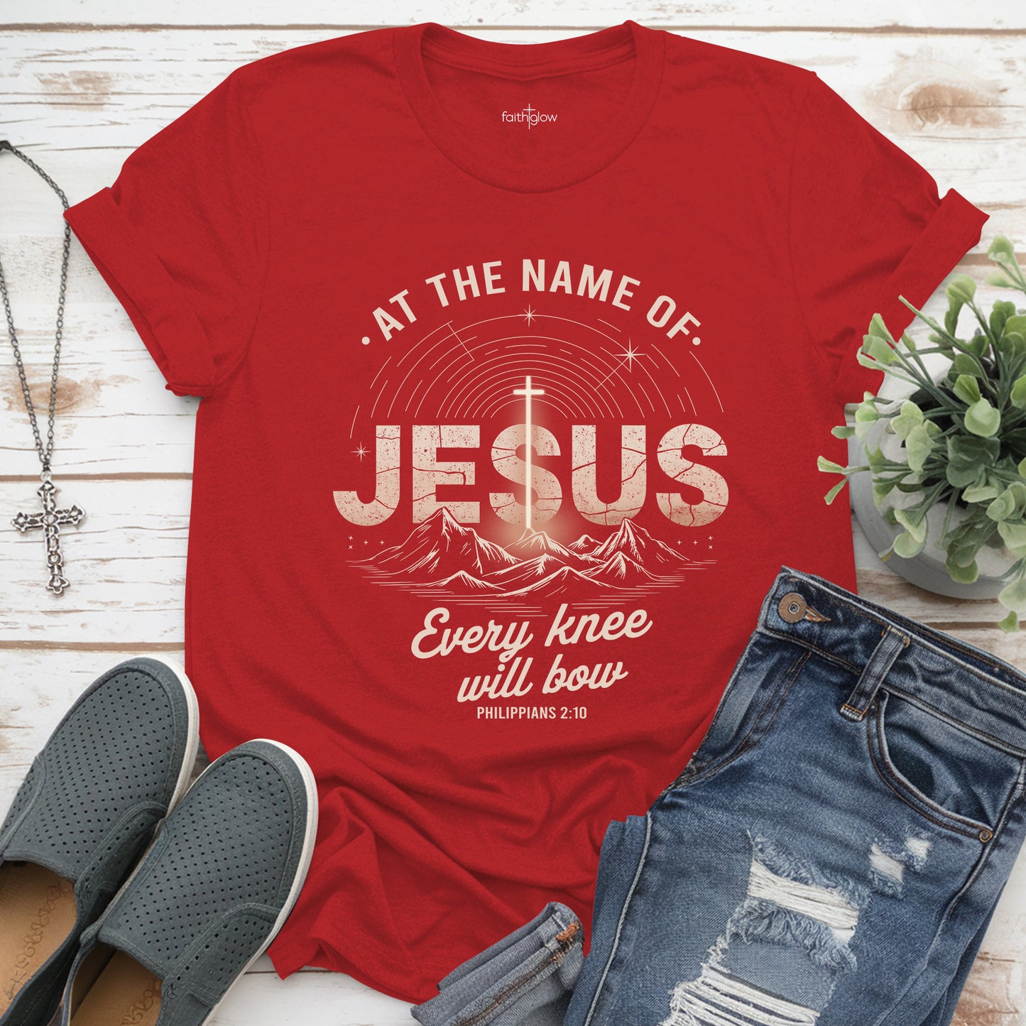 At The Name Of Jesus Every Knee Will Bow Christian T Shirt