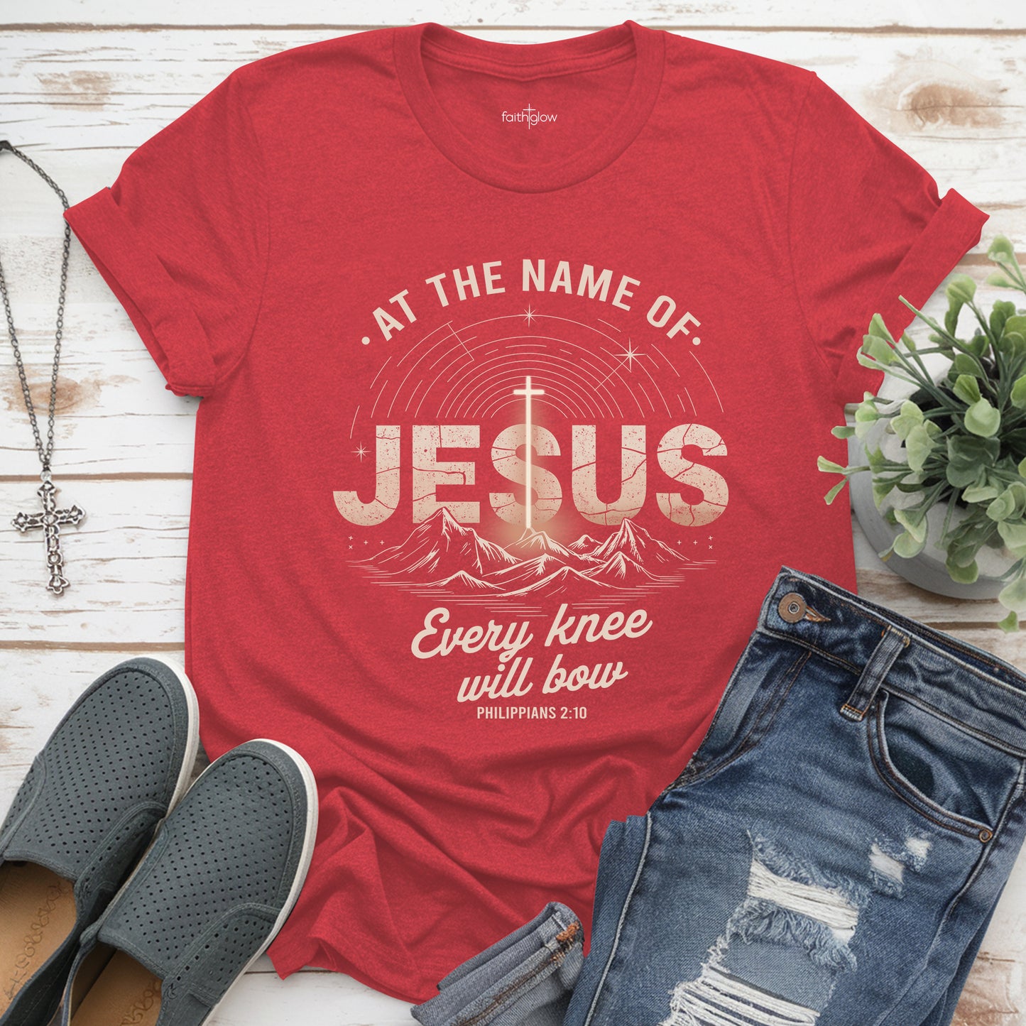 At The Name Of Jesus Every Knee Will Bow Christian T Shirt