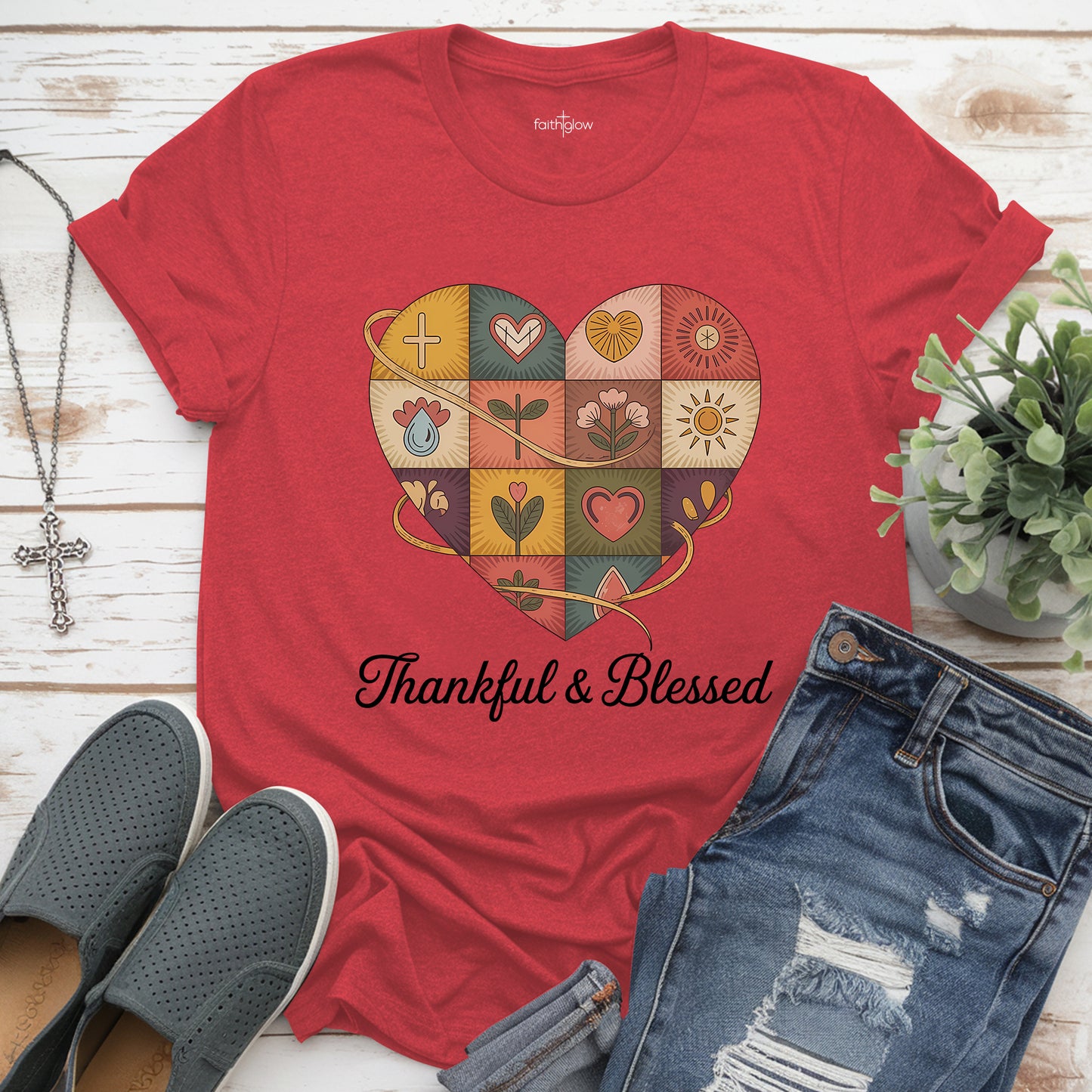 Thankful & Blessed Christian T Shirt