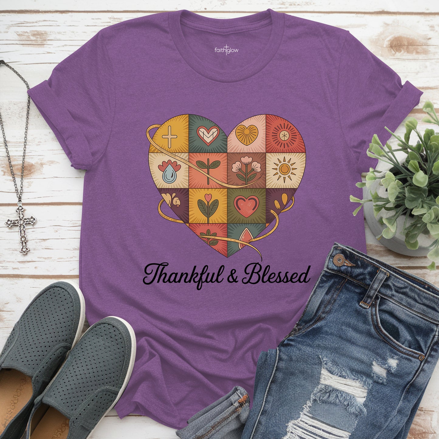 Thankful & Blessed Christian T Shirt