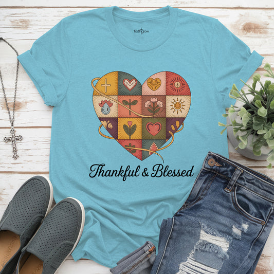 Thankful & Blessed Christian T Shirt