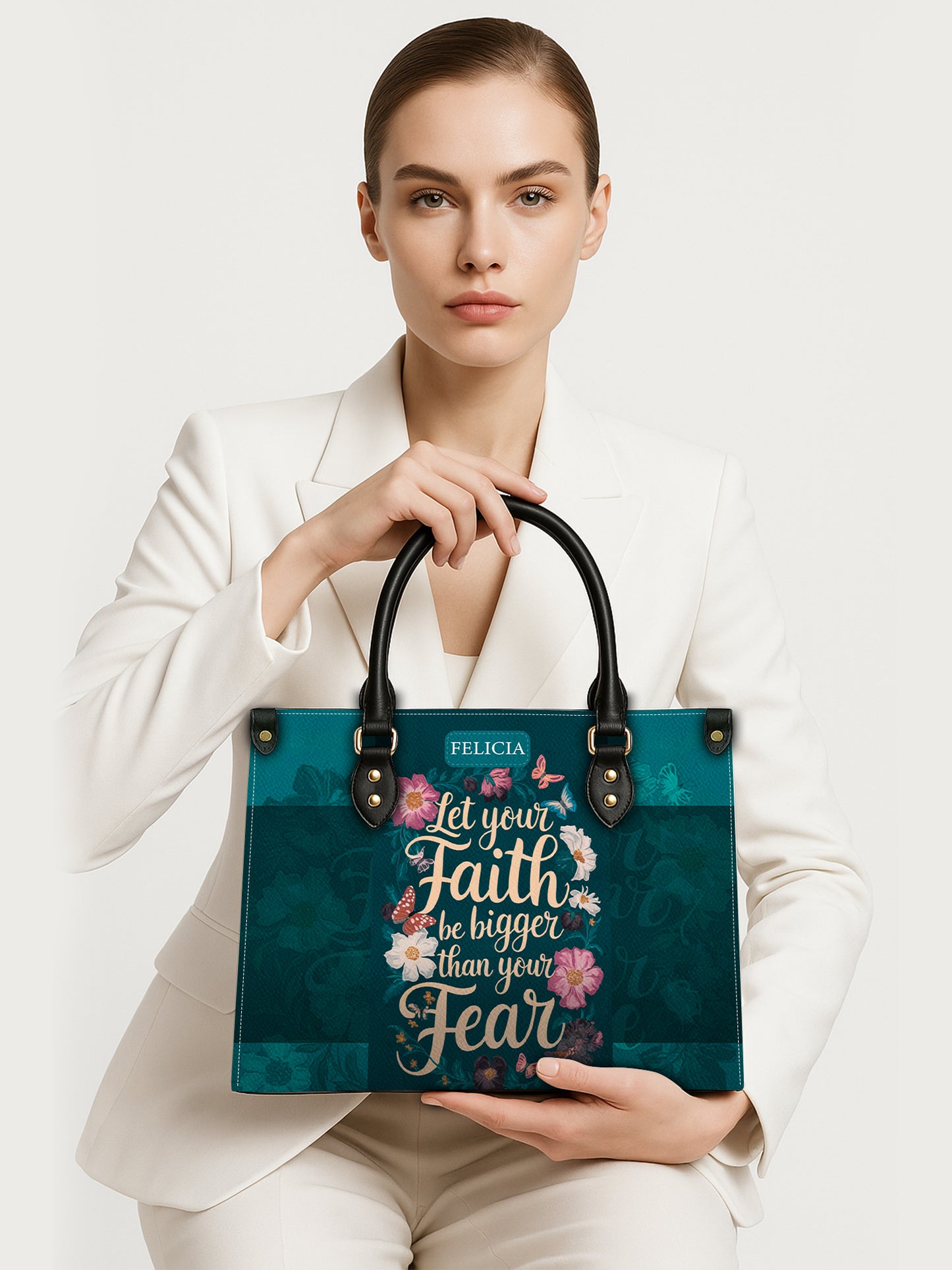 Let Your Faith Be Bigger Than Your Fear Christian Leather Church Bag