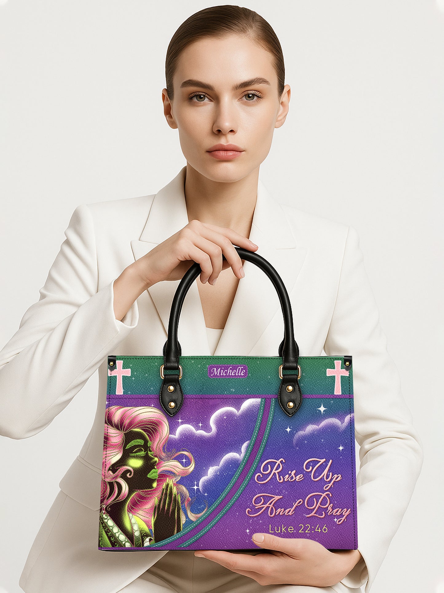 Rise And Pray Christian Leather Church Bag