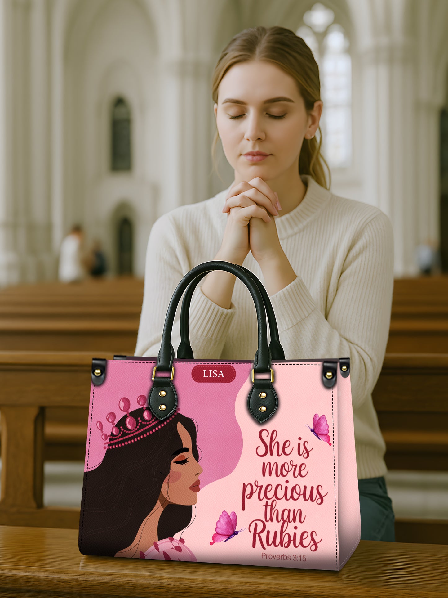 She Is More Precious Than Rubies Christian Leather Church Bag