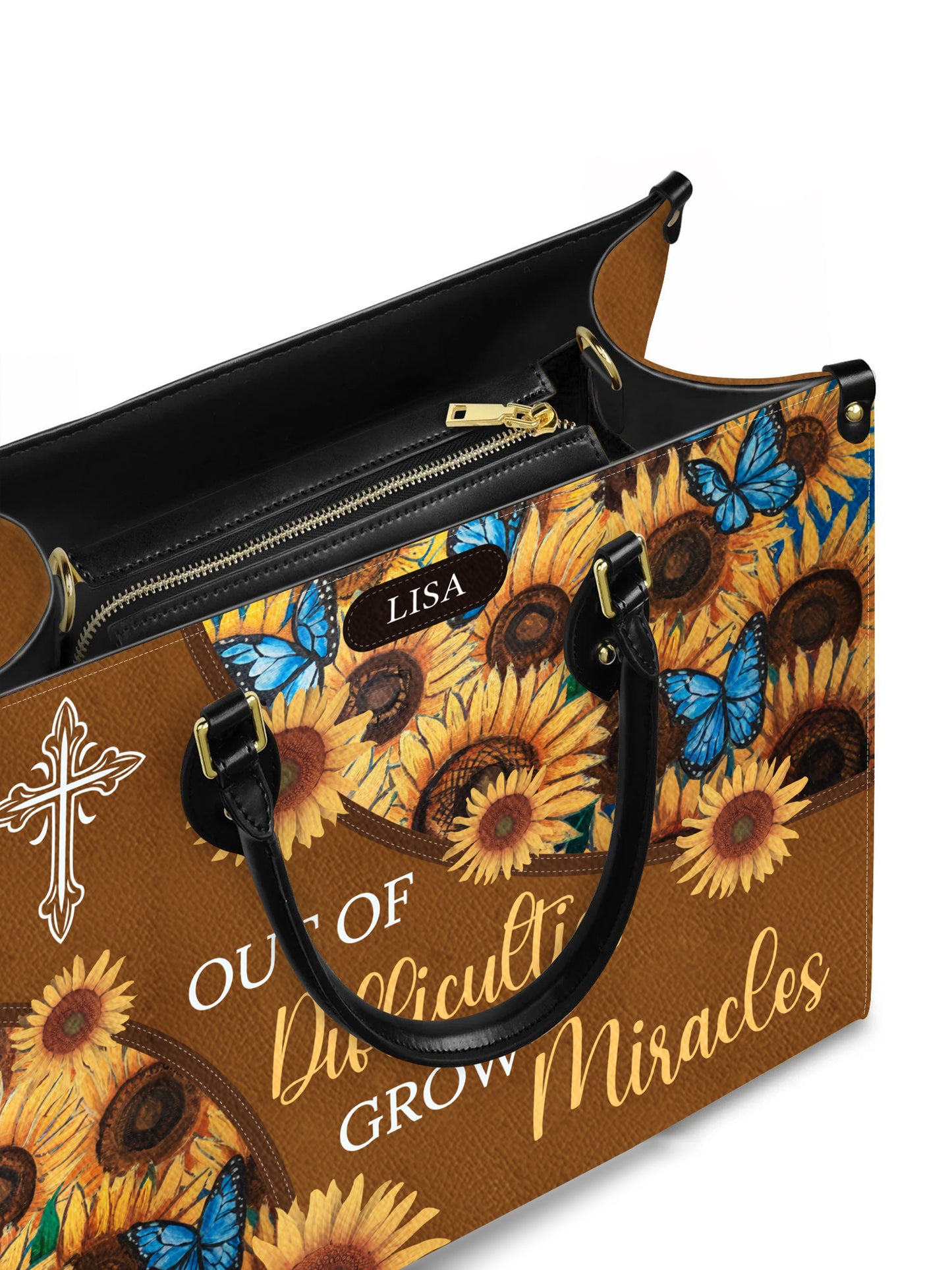 Out Of Difficulties Grow Miracles Christian Leather Church Bag