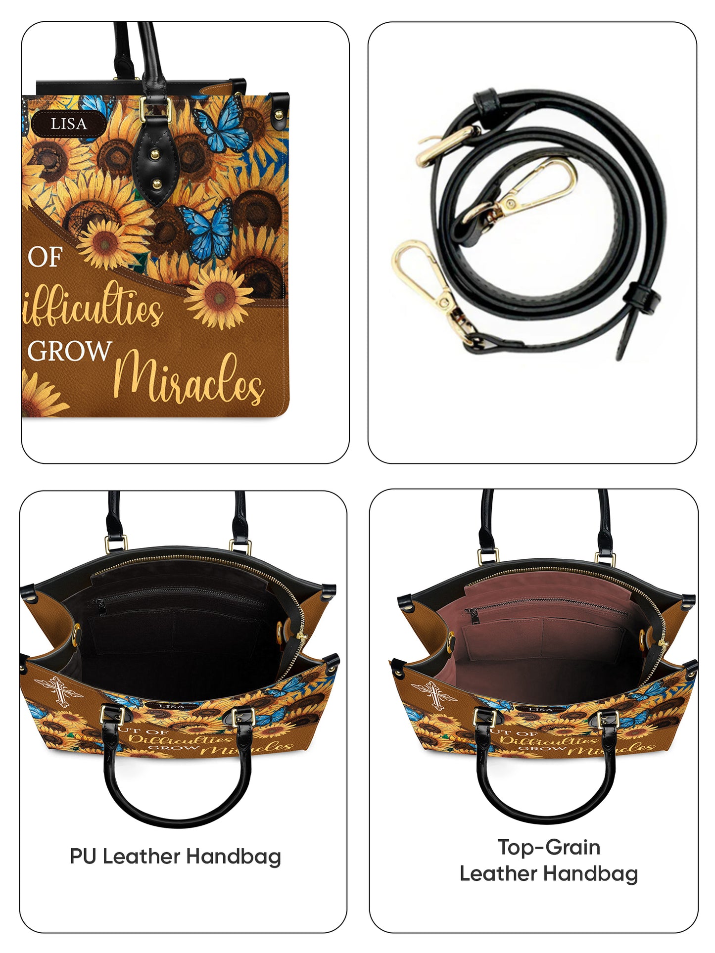 Out Of Difficulties Grow Miracles Christian Leather Church Bag