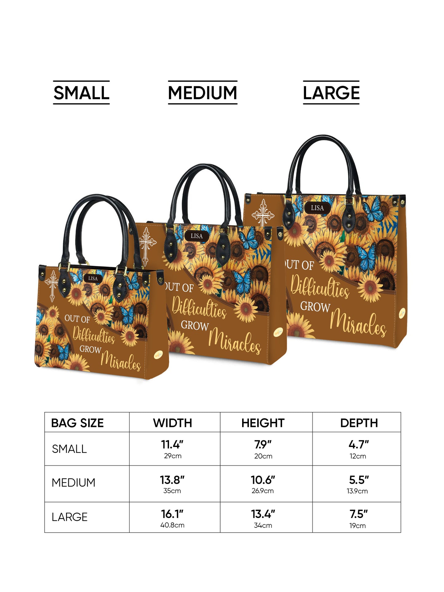 Out Of Difficulties Grow Miracles Christian Leather Church Bag