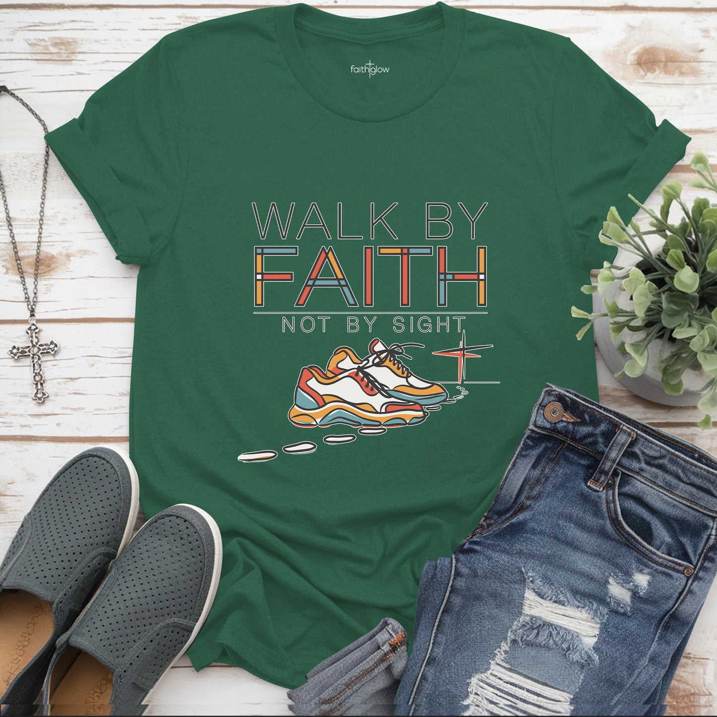 Walk By Faith Not By Sight Christian T Shirt