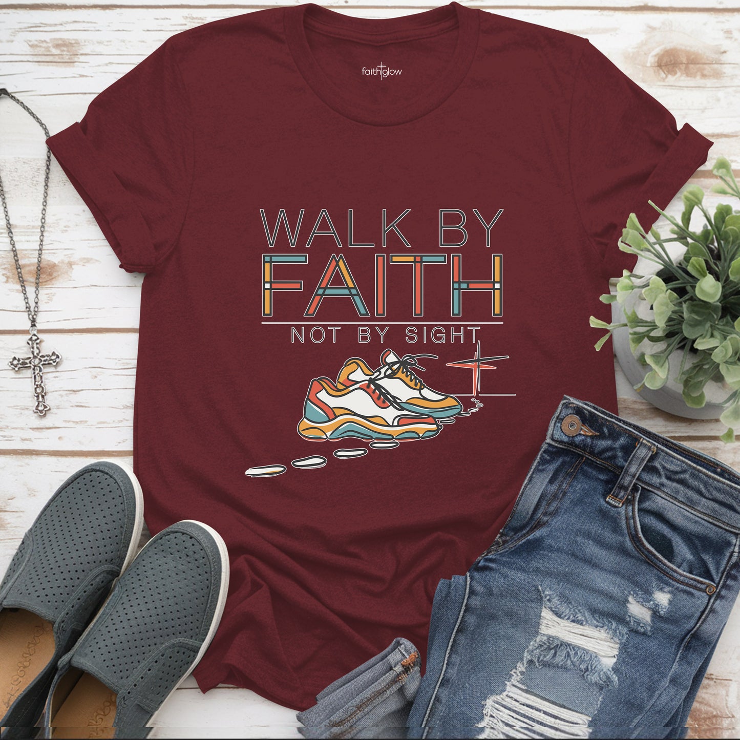 Walk By Faith Not By Sight Christian T Shirt