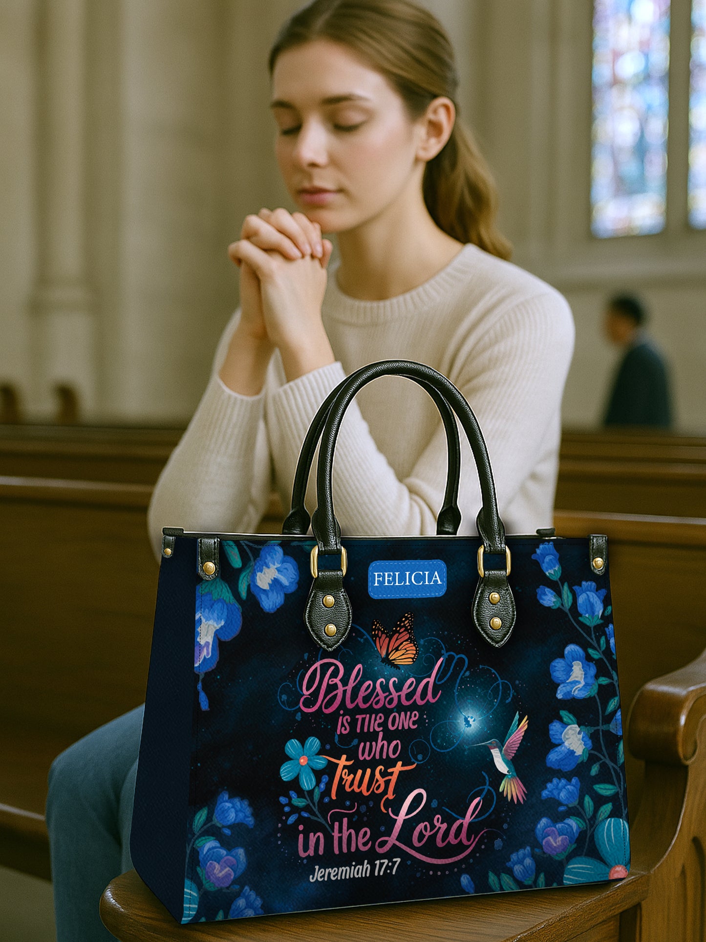 Blessed Is The One Who Trusts In The Lord Christian Leather Church Bag